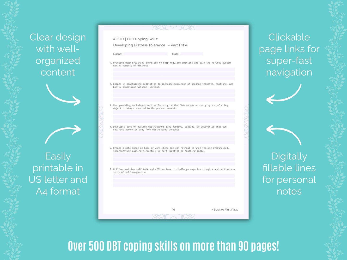 ADHD Dialectical Behavior Therapy (DBT) Counseling Templates