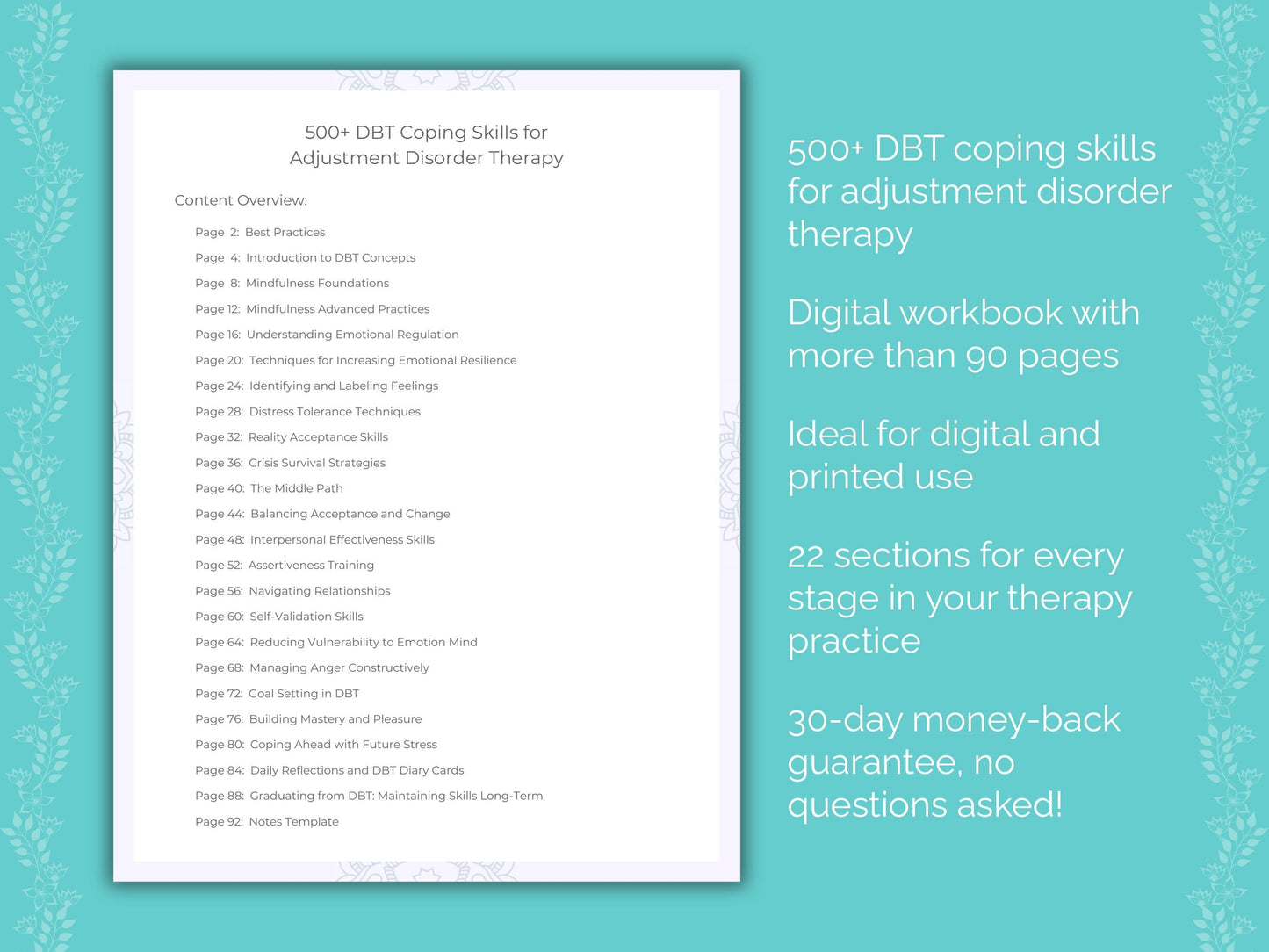 Adjustment Disorder Dialectical Behavior Therapy (DBT) Therapist Worksheets