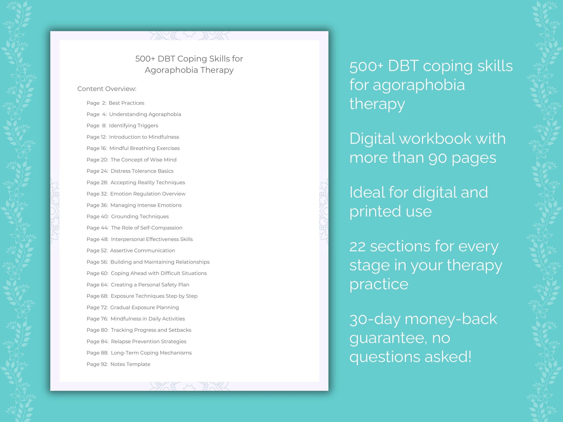 Agoraphobia Dialectical Behavior Therapy (DBT) Therapist Worksheets