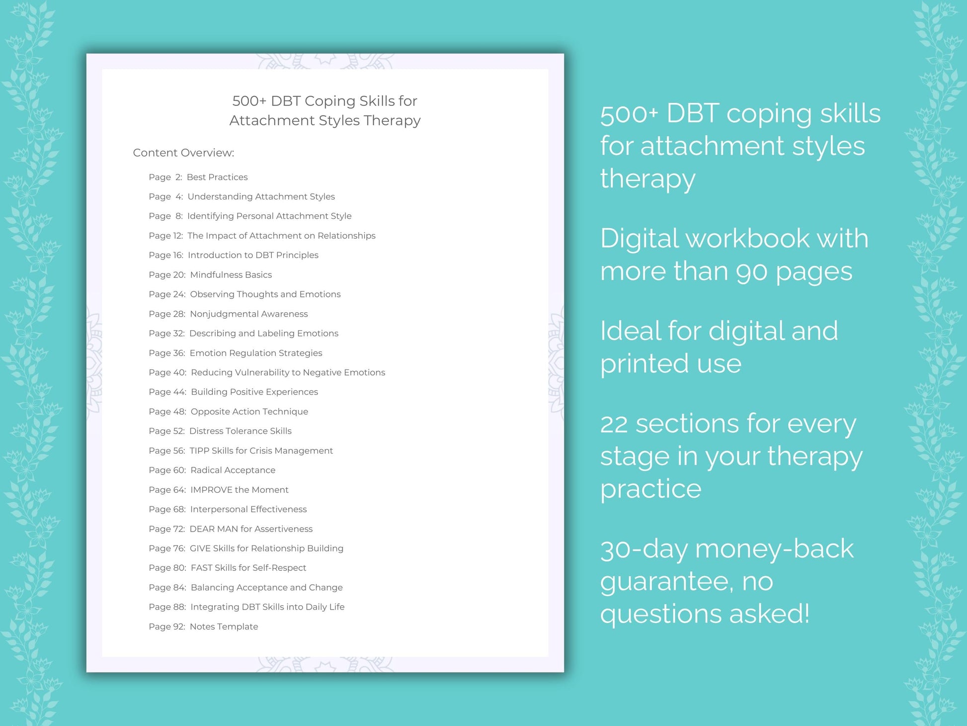 Attachment Styles Dialectical Behavior Therapy (DBT) Therapist Worksheets