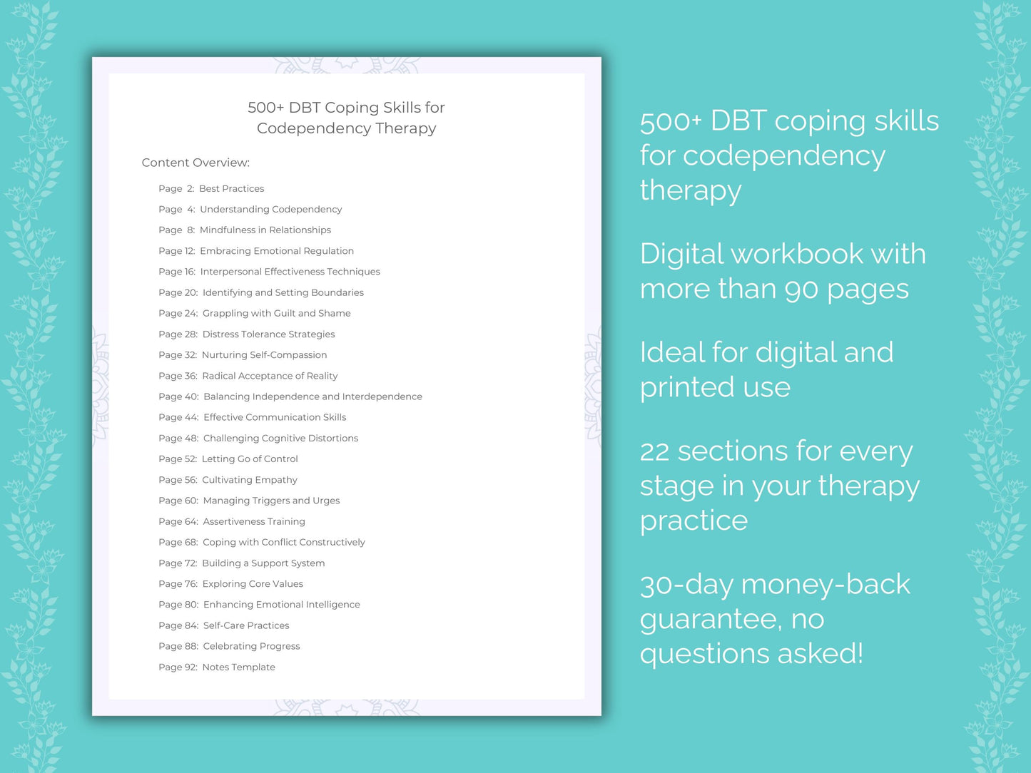 Codependency Dialectical Behavior Therapy (DBT) Therapist Worksheets