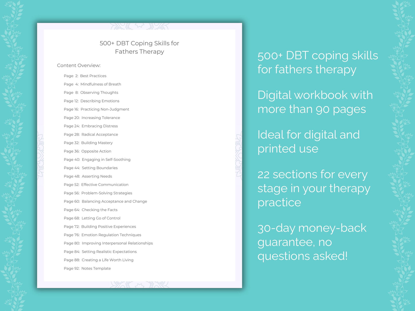 Fathers Dialectical Behavior Therapy (DBT) Therapist Worksheets