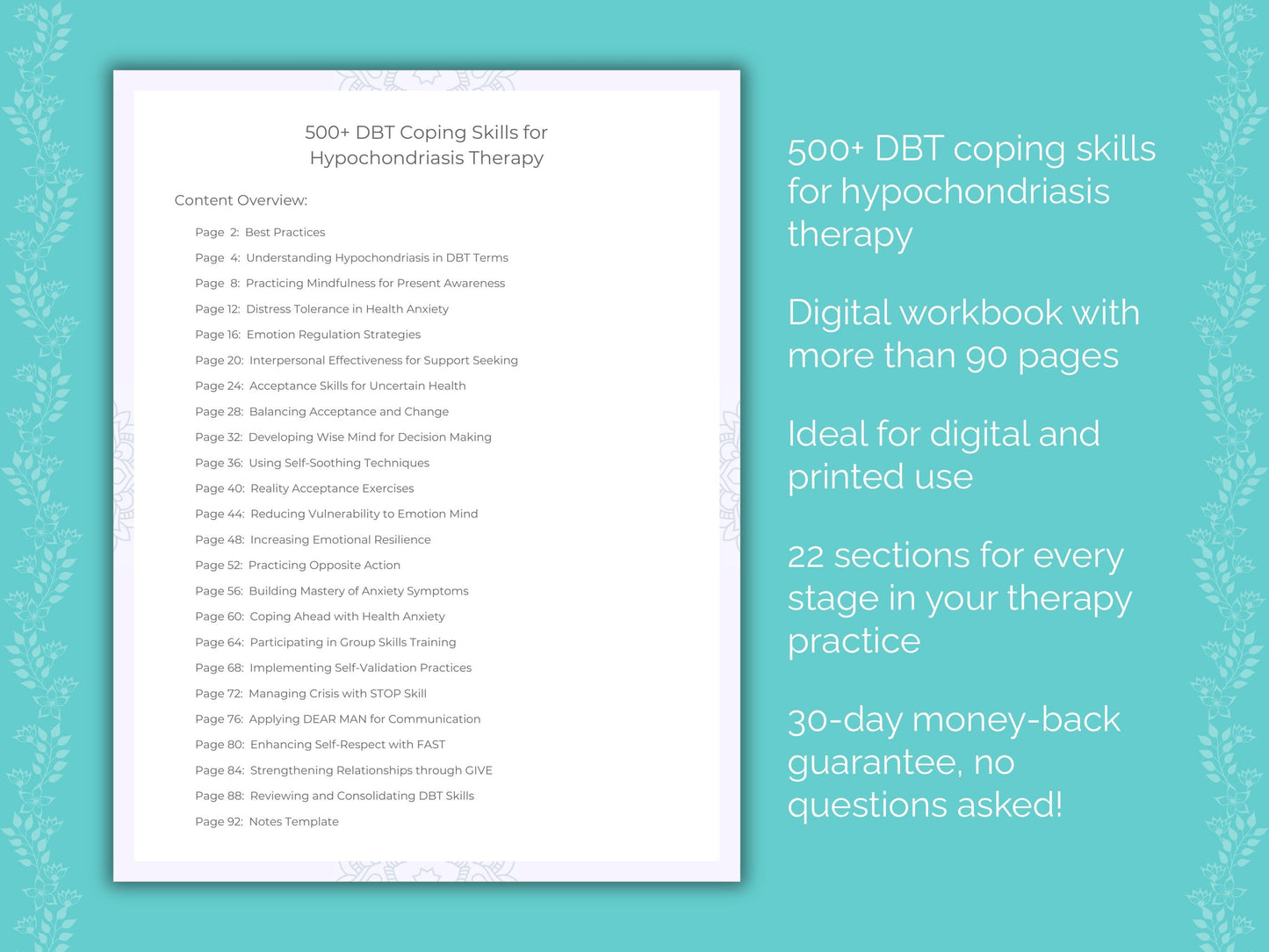 Hypochondriasis Dialectical Behavior Therapy (DBT) Therapist Worksheets