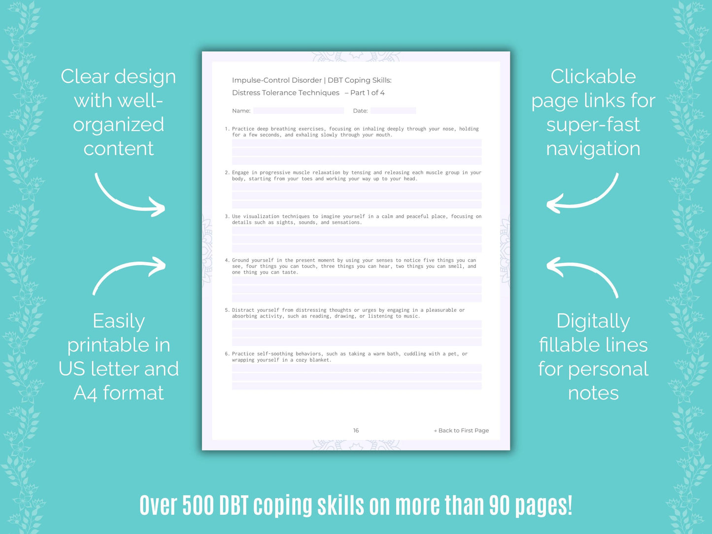 Impulse-Control Disorder (ICD) Dialectical Behavior Therapy (DBT) Counseling Templates