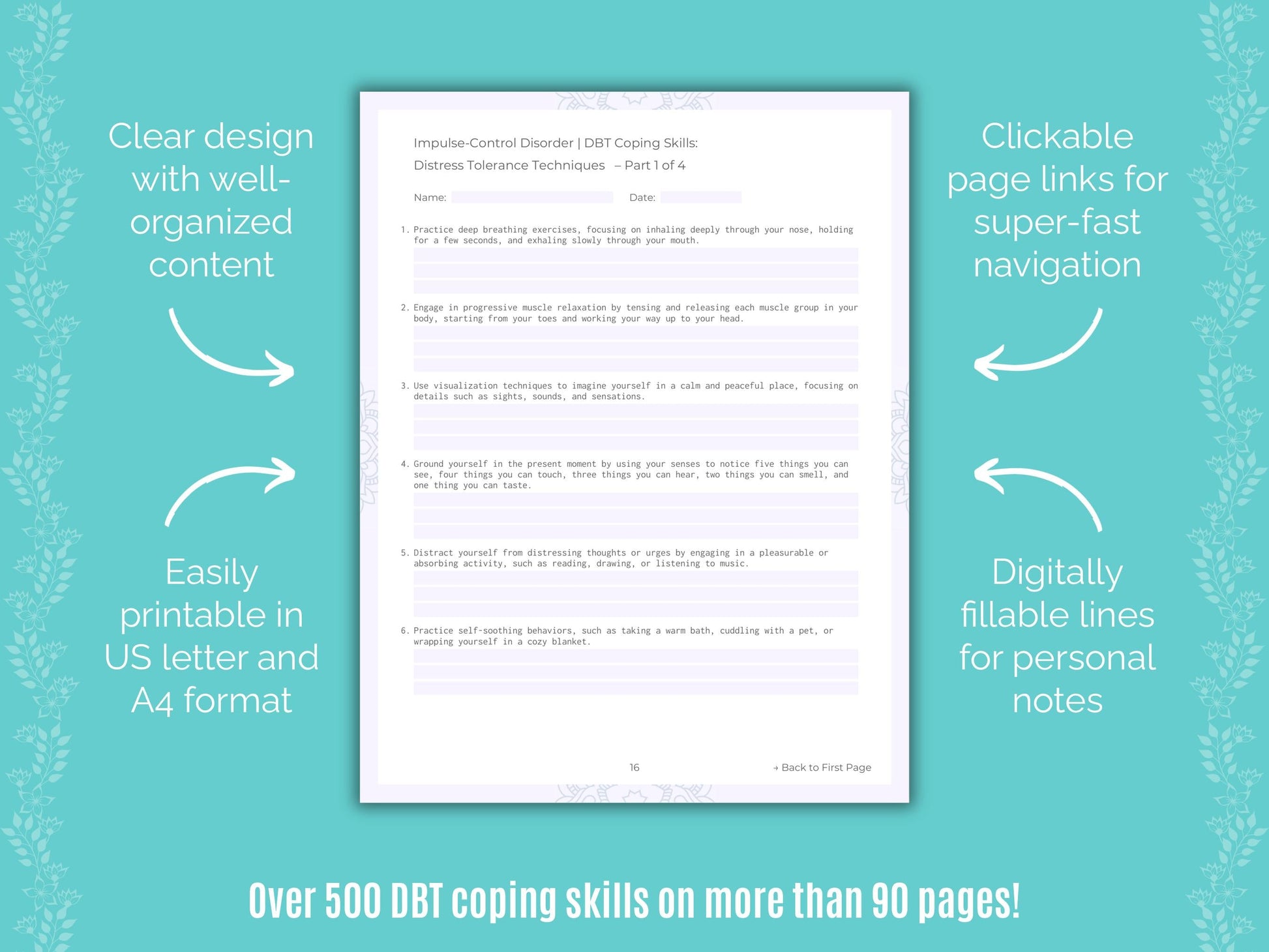 Impulse-Control Disorder (ICD) Dialectical Behavior Therapy (DBT) Counseling Templates