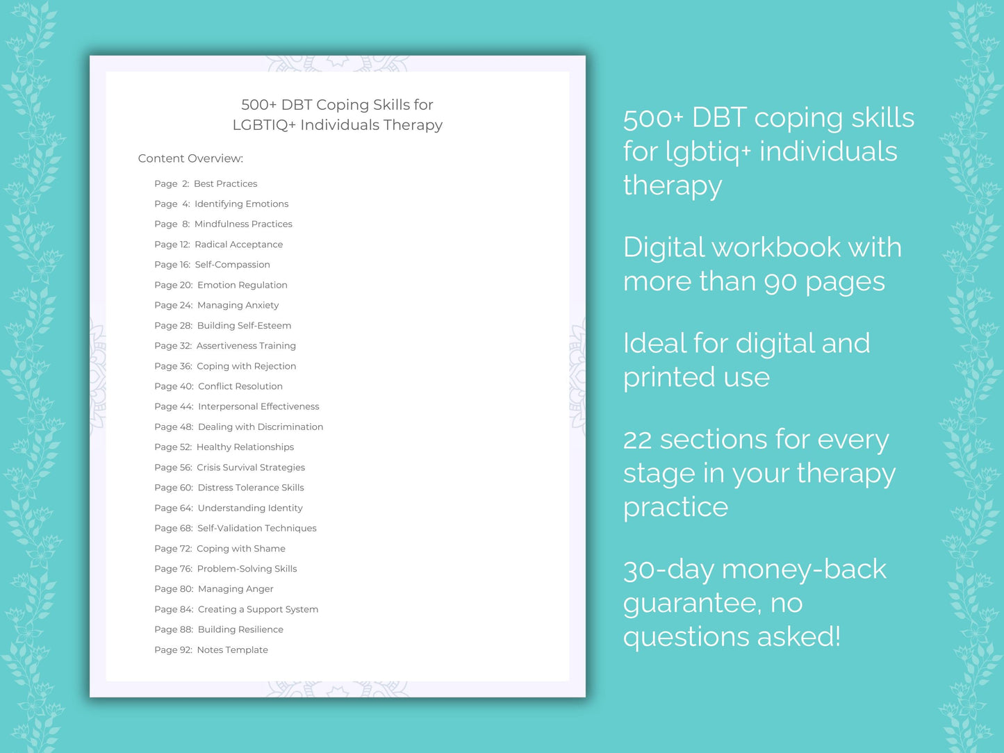 LGBTIQ+ Individuals Dialectical Behavior Therapy (DBT) Therapist Worksheets