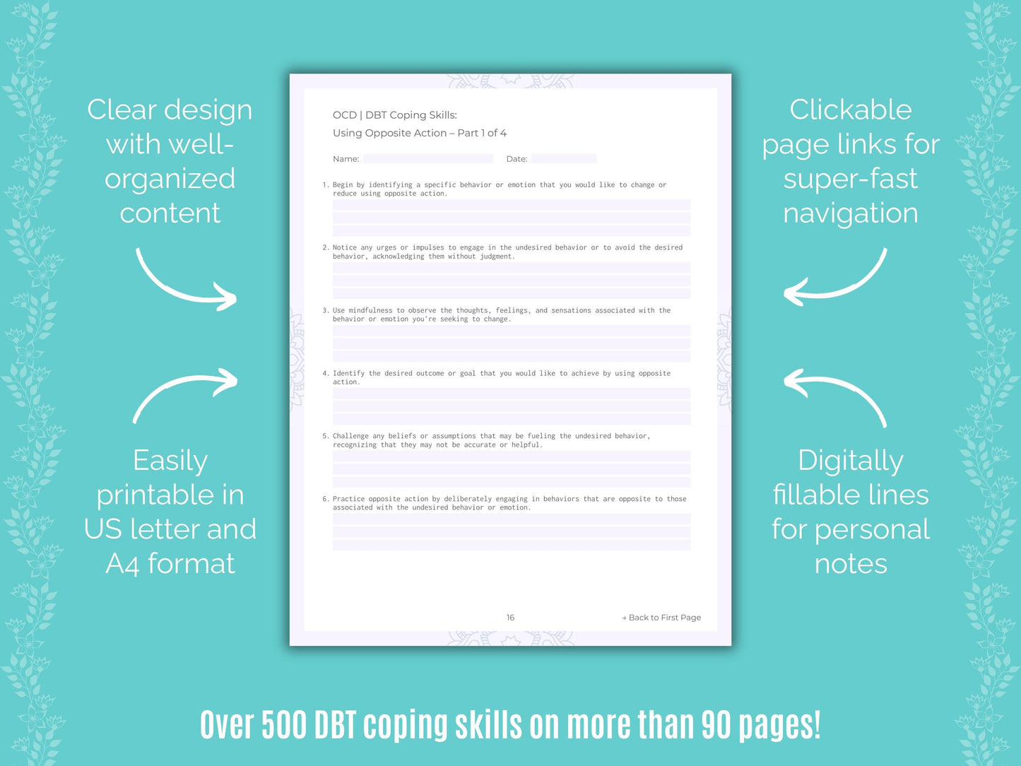 Obsessive-Compulsive Disorder (OCD) Dialectical Behavior Therapy (DBT) Counseling Templates