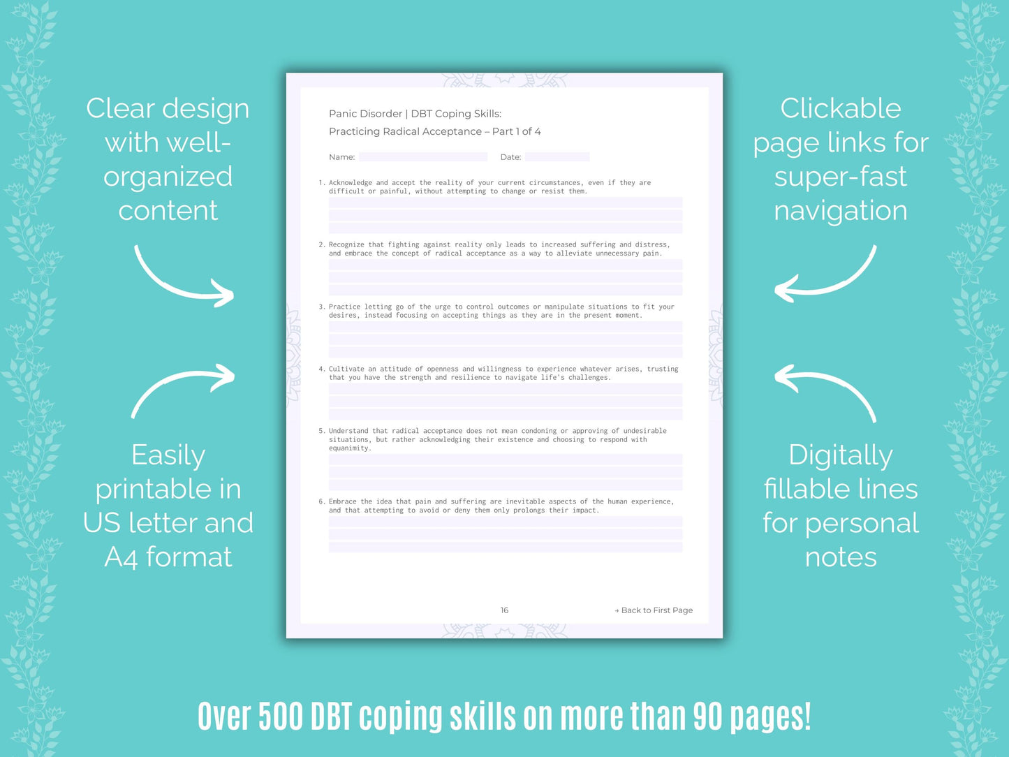 Panic Disorder Dialectical Behavior Therapy (DBT) Counseling Templates