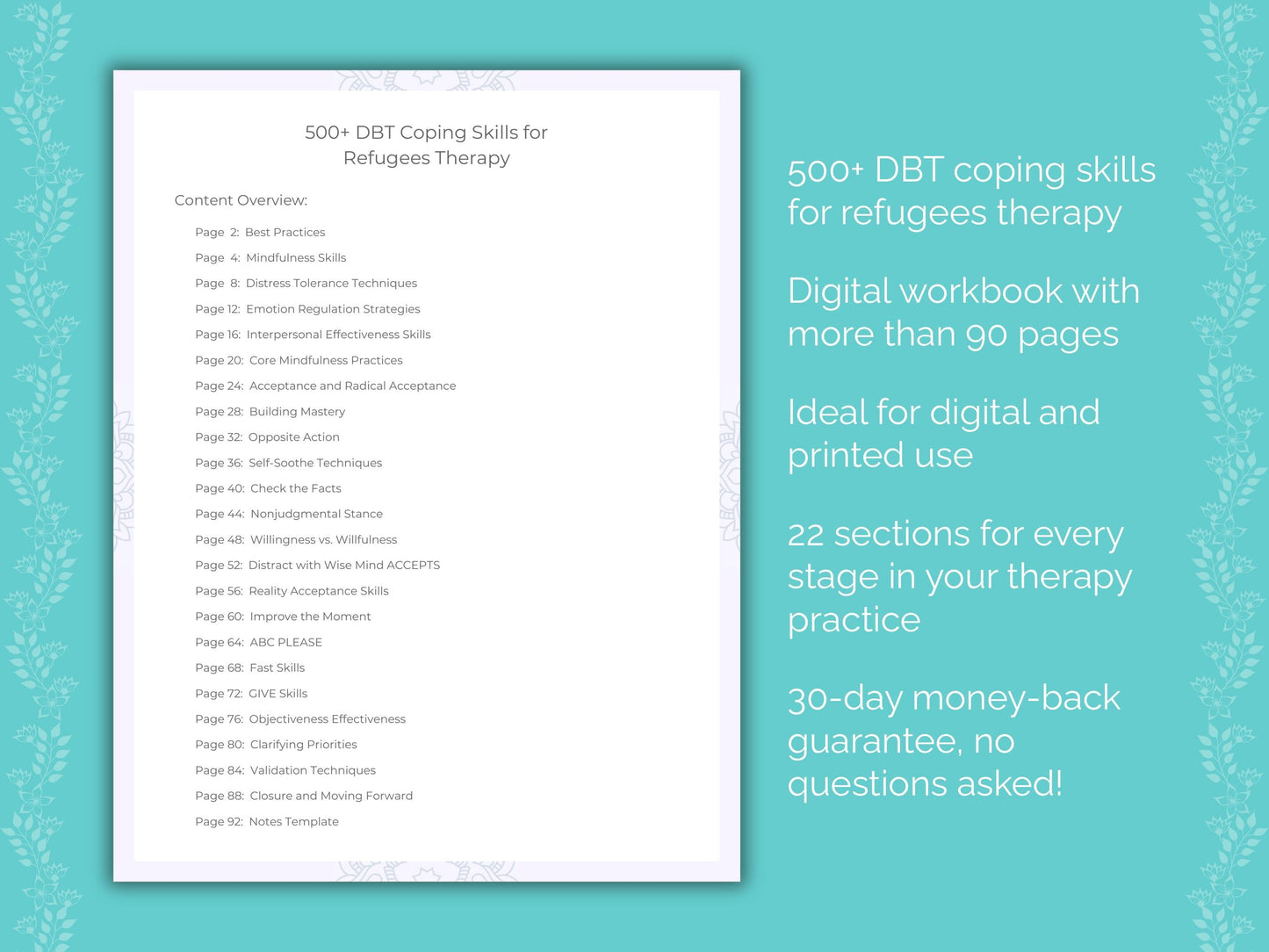 Refugees Dialectical Behavior Therapy (DBT) Therapist Worksheets