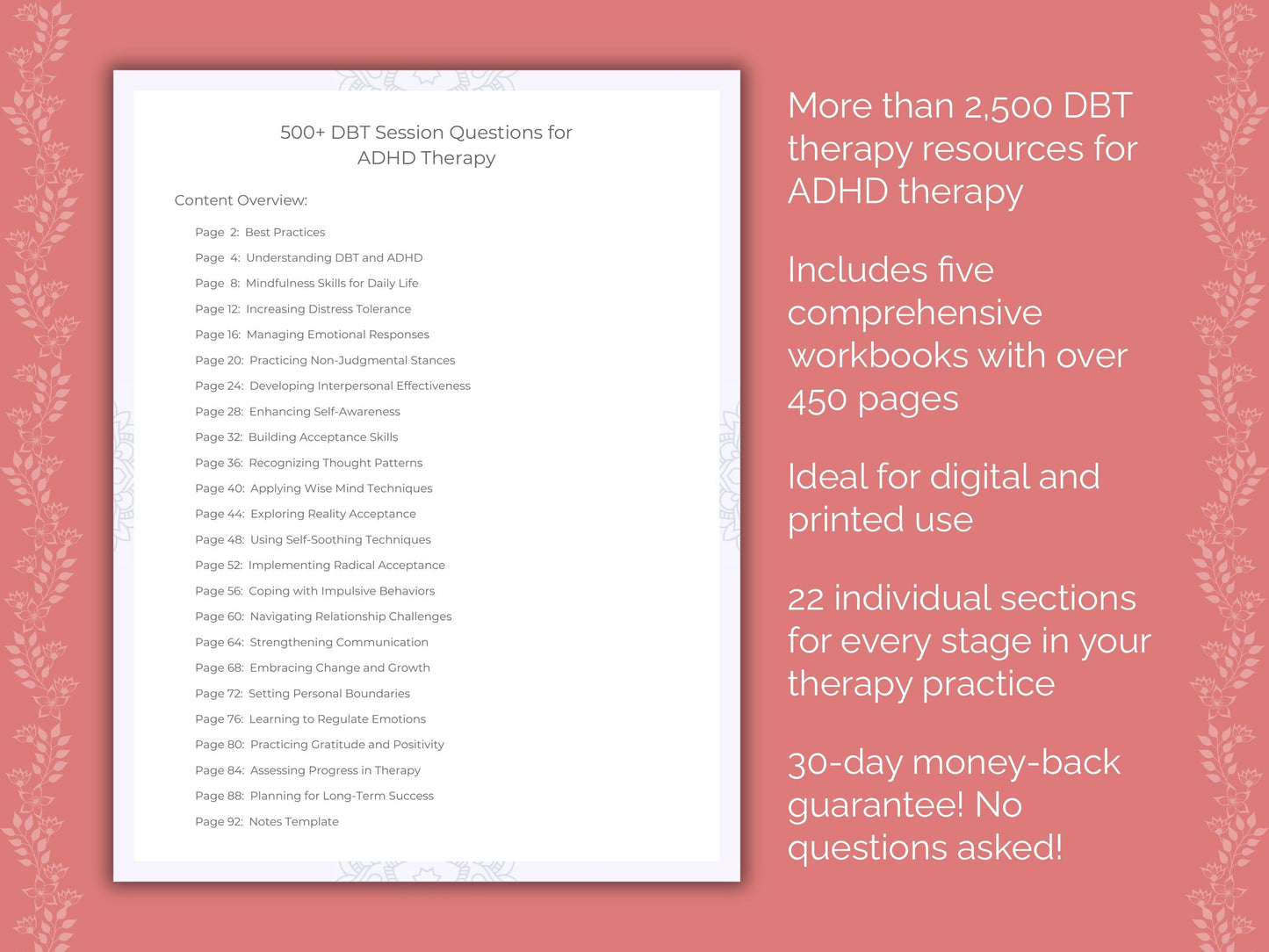 ADHD Dialectical Behavior Therapy (DBT) Therapist Worksheets