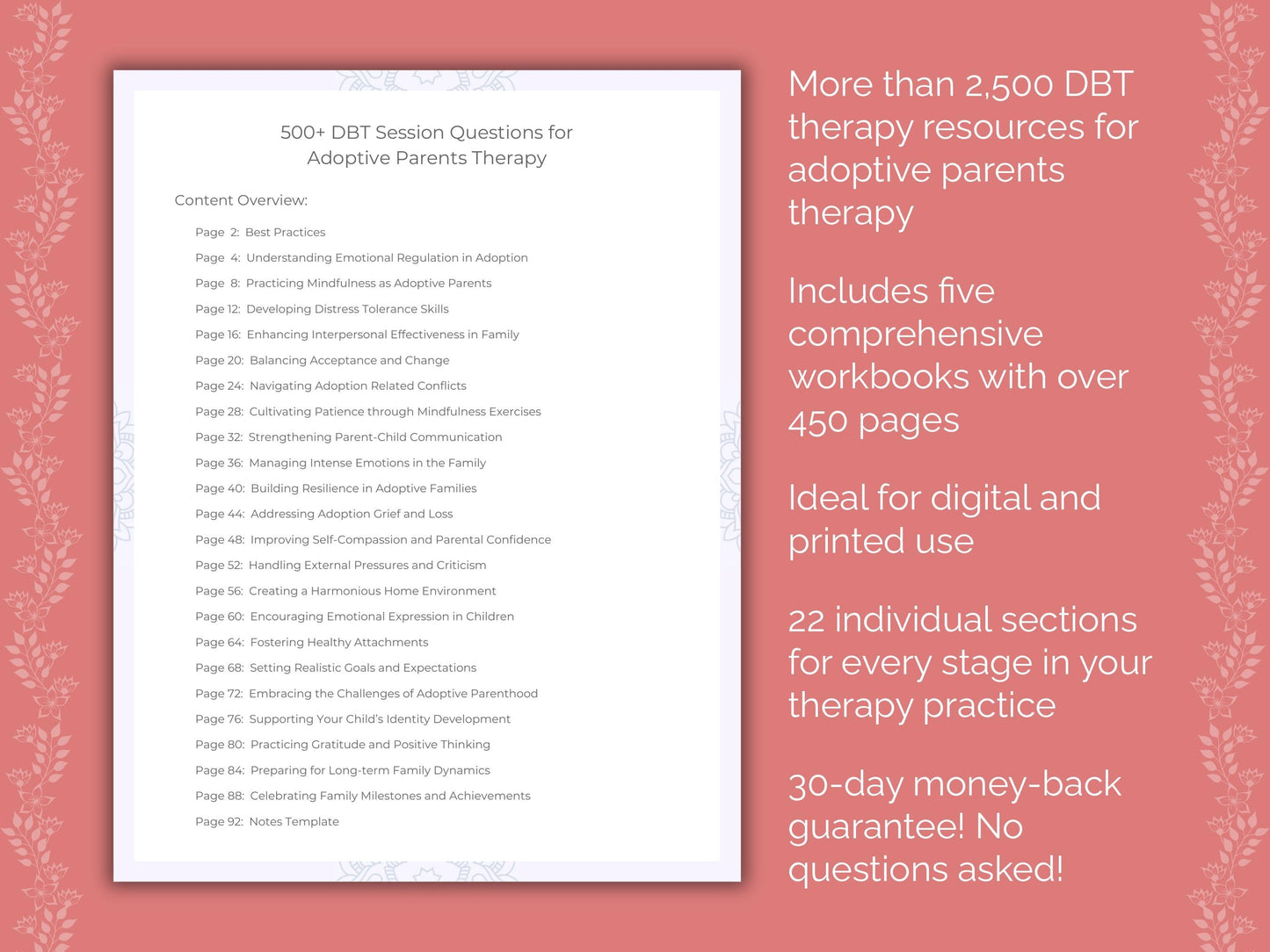 Adoptive Parents Dialectical Behavior Therapy (DBT) Therapist Worksheets