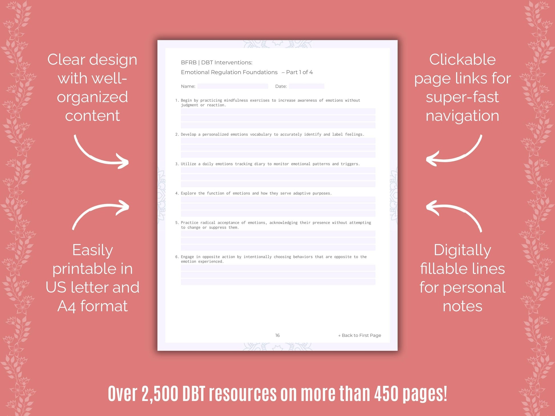 Body-Focused Repetitive Behavior (BFRB) Dialectical Behavior Therapy (DBT) Counseling Templates