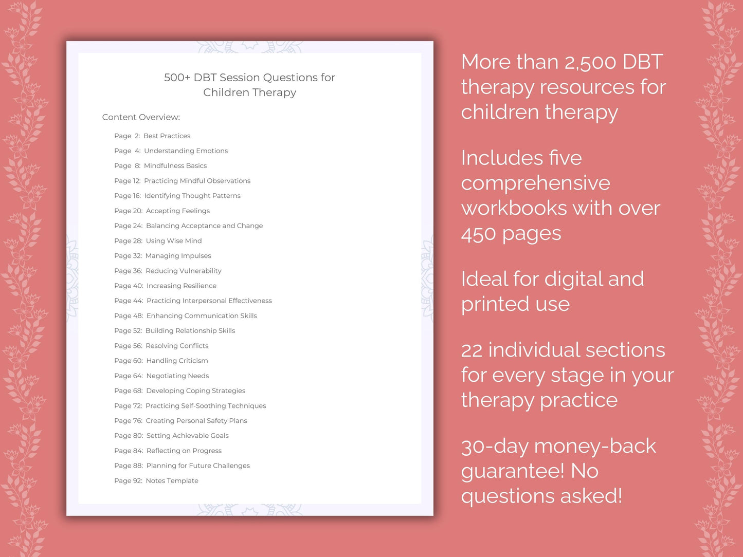 Children Dialectical Behavior Therapy (DBT) Therapist Worksheets