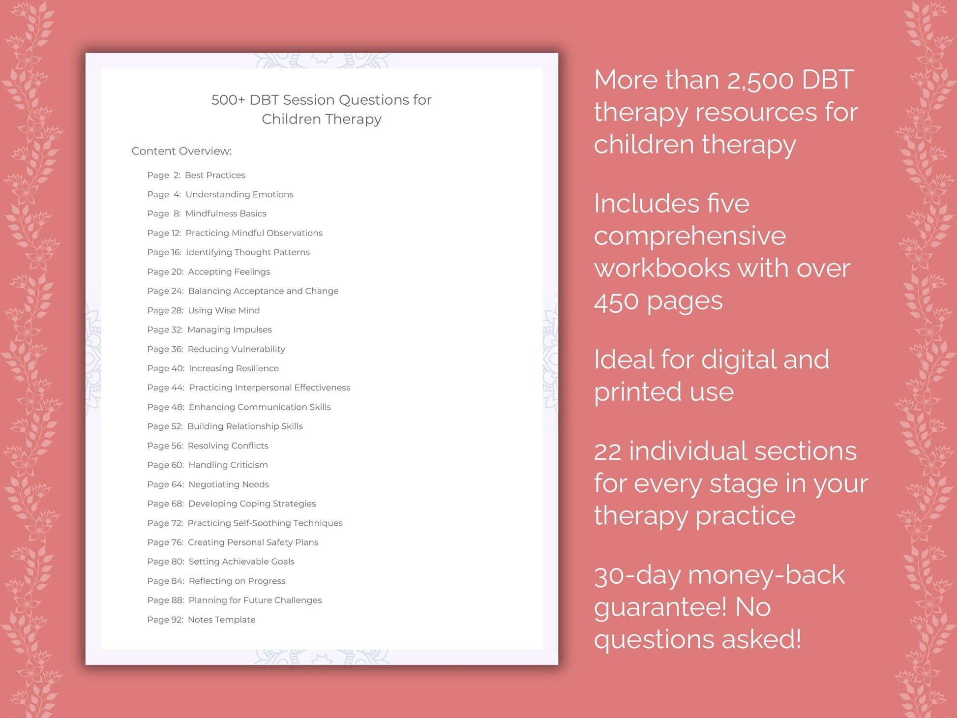 Children Dialectical Behavior Therapy (DBT) Therapist Worksheets