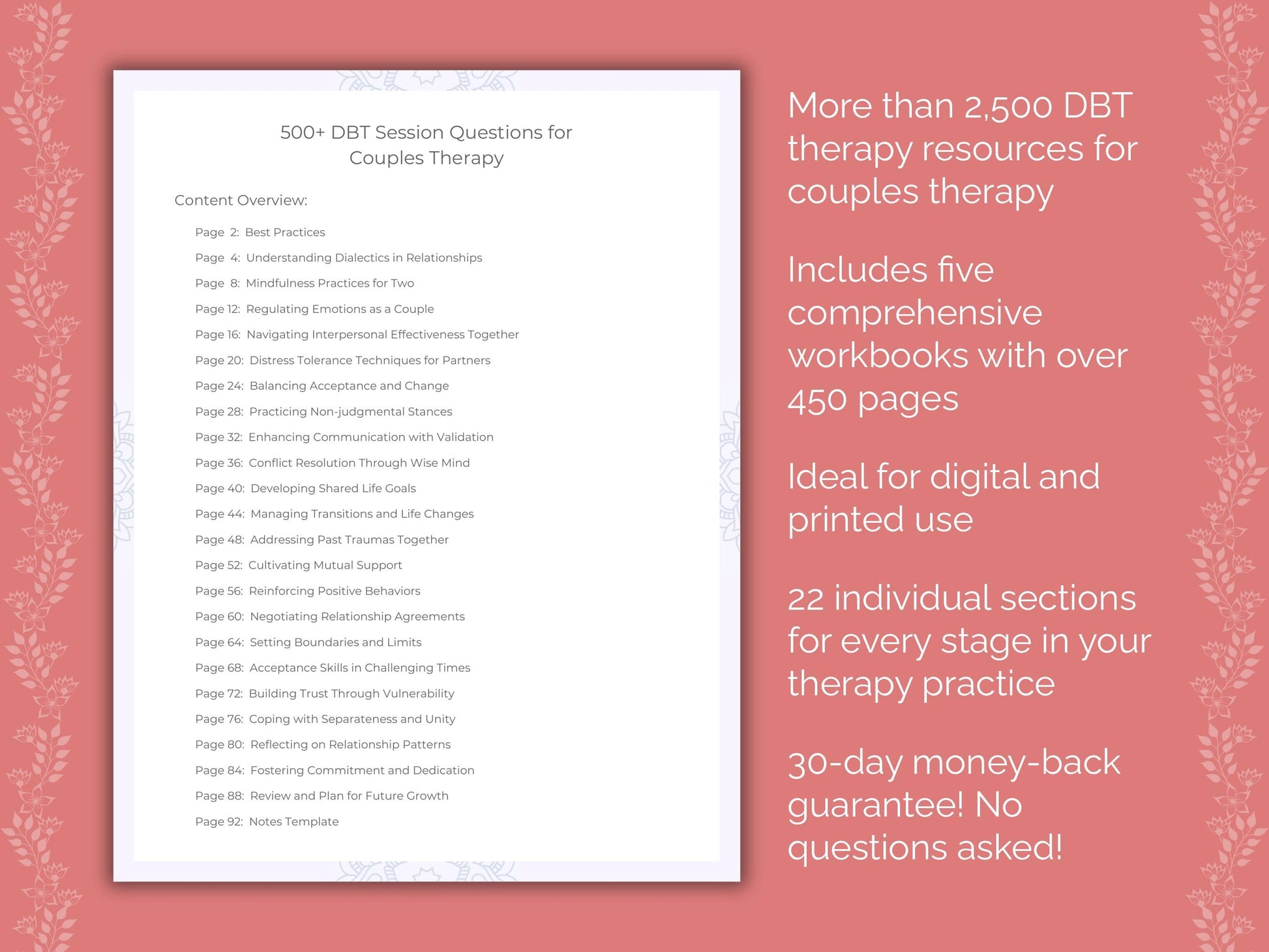 Couples Dialectical Behavior Therapy (DBT) Therapist Worksheets