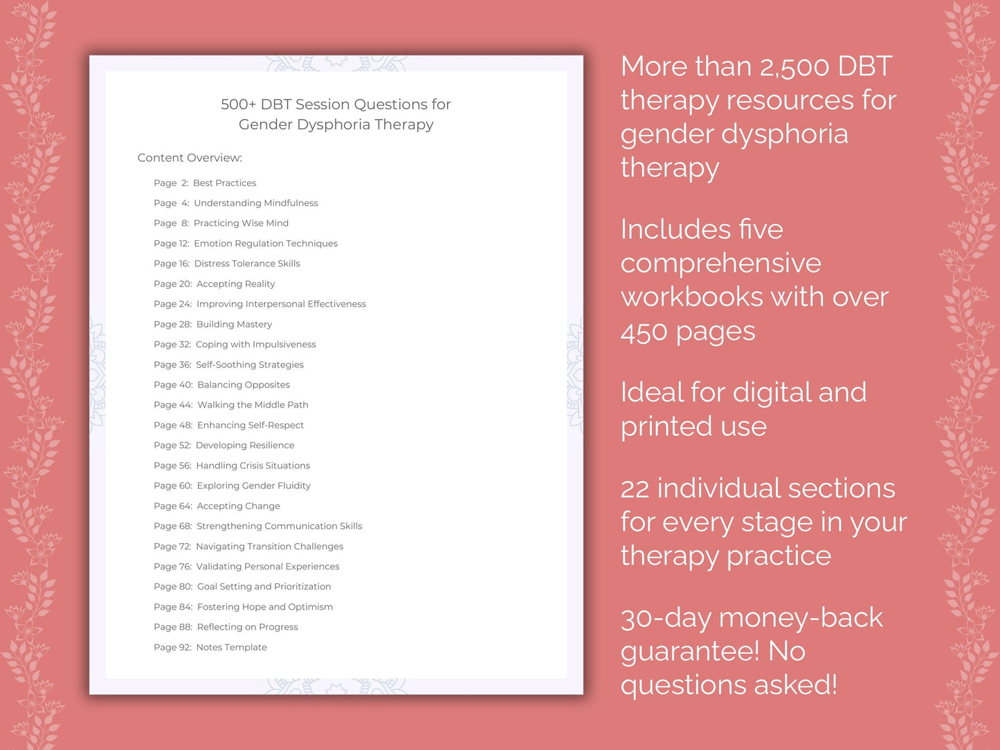 Gender Dysphoria Dialectical Behavior Therapy (DBT) Therapist Worksheets