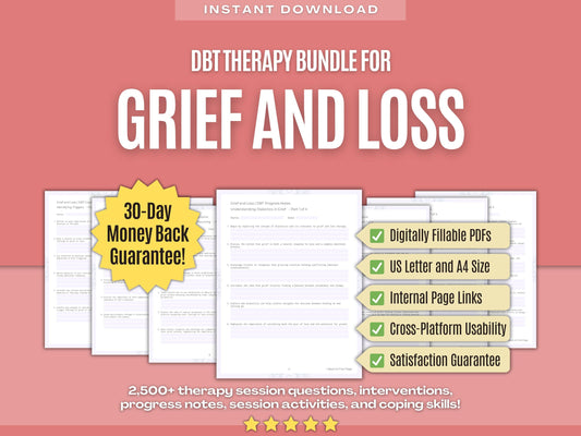 Grief and Loss Dialectical Behavior Therapy (DBT) Psychology Workbooks