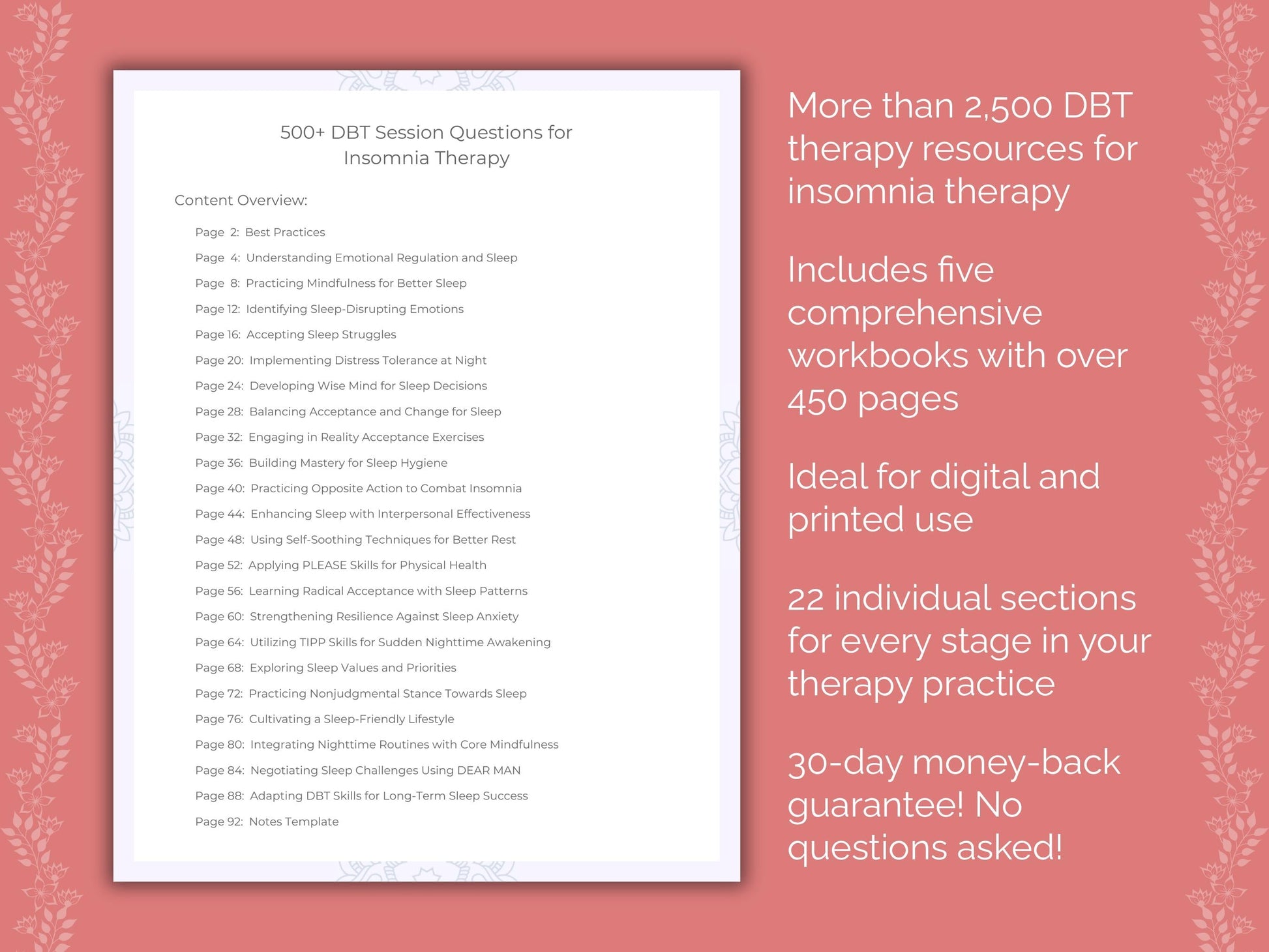 Insomnia Dialectical Behavior Therapy (DBT) Therapist Worksheets