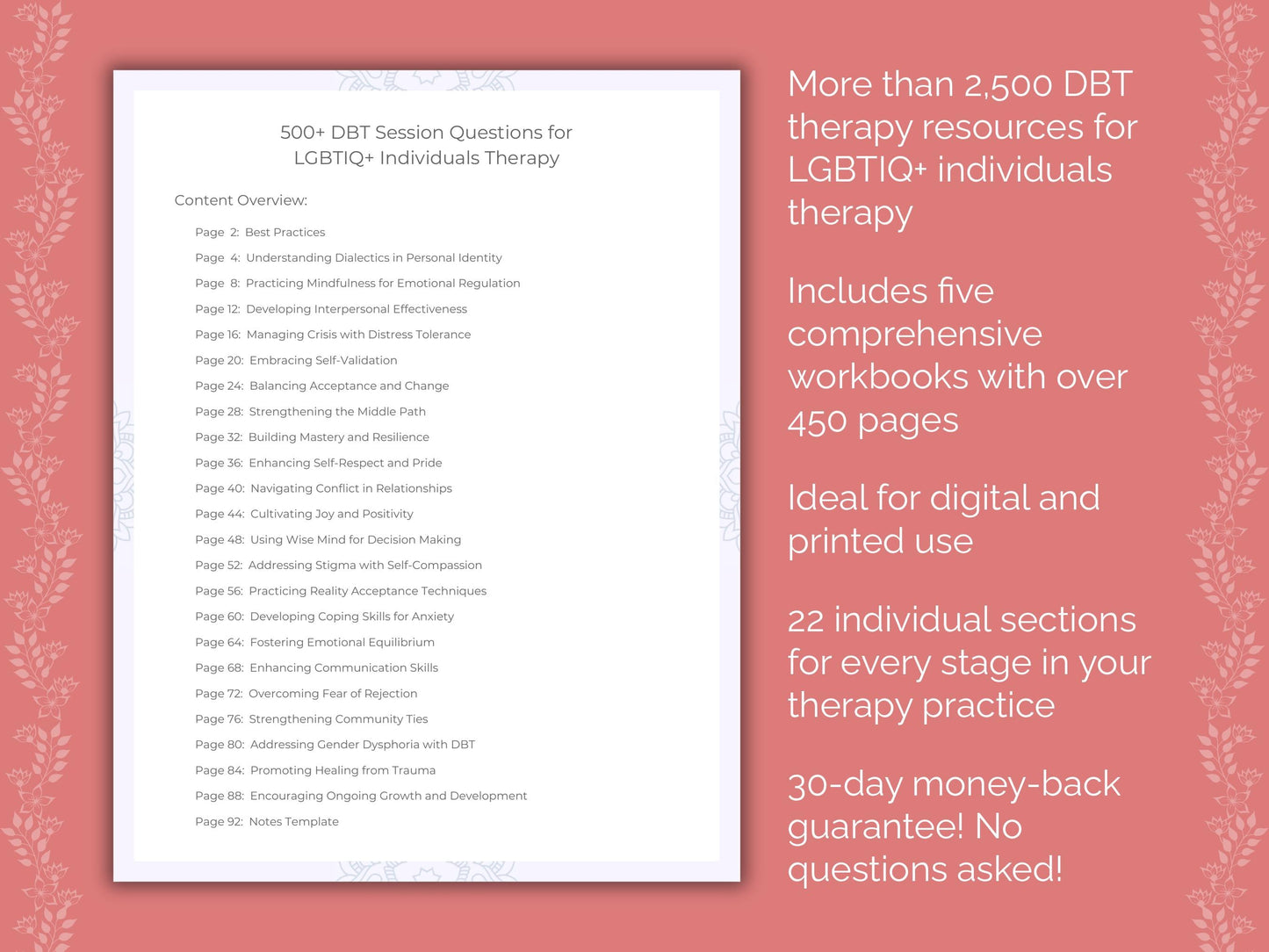 LGBTIQ+ Individuals Dialectical Behavior Therapy (DBT) Therapist Worksheets