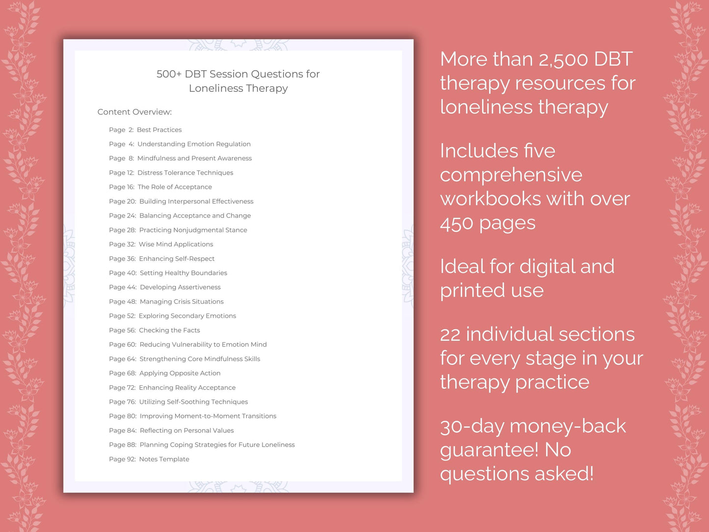 Loneliness Dialectical Behavior Therapy (DBT) Therapist Worksheets