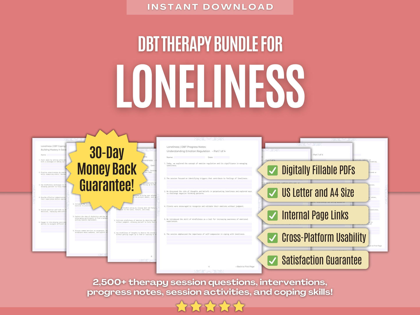 Loneliness Dialectical Behavior Therapy (DBT) Psychology Workbooks