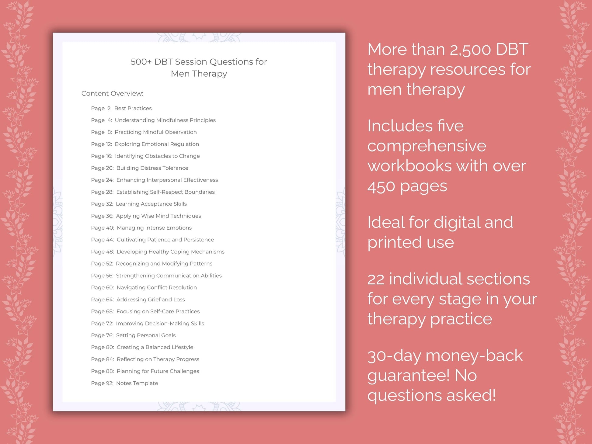 Men Dialectical Behavior Therapy (DBT) Therapist Worksheets