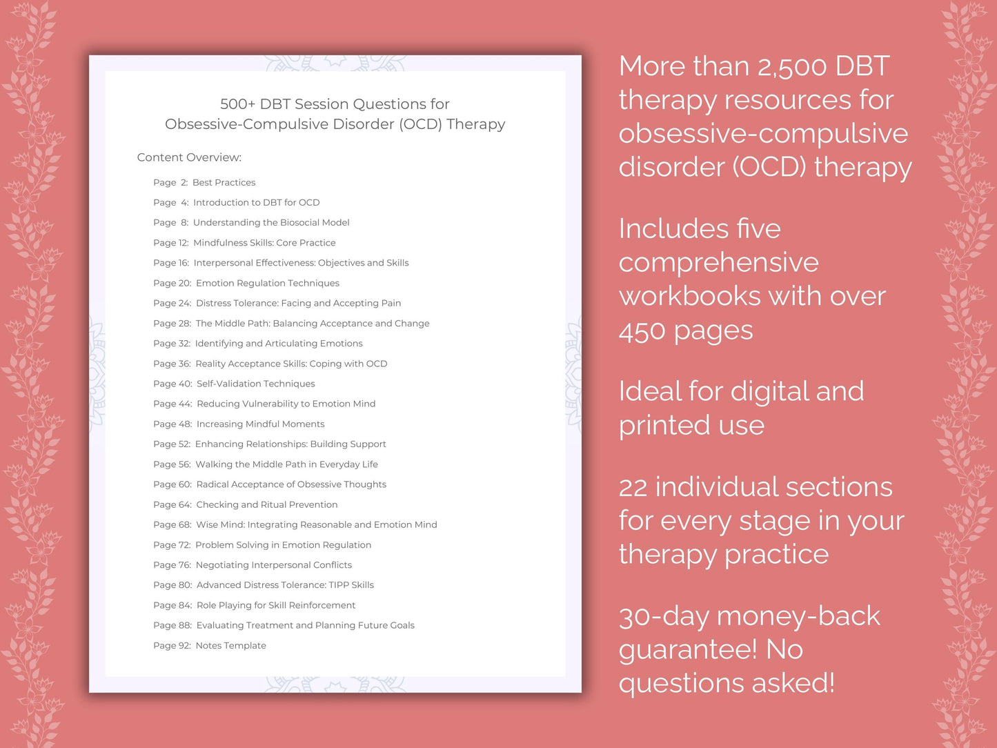 Obsessive-Compulsive Disorder (OCD) Dialectical Behavior Therapy (DBT) Therapist Worksheets