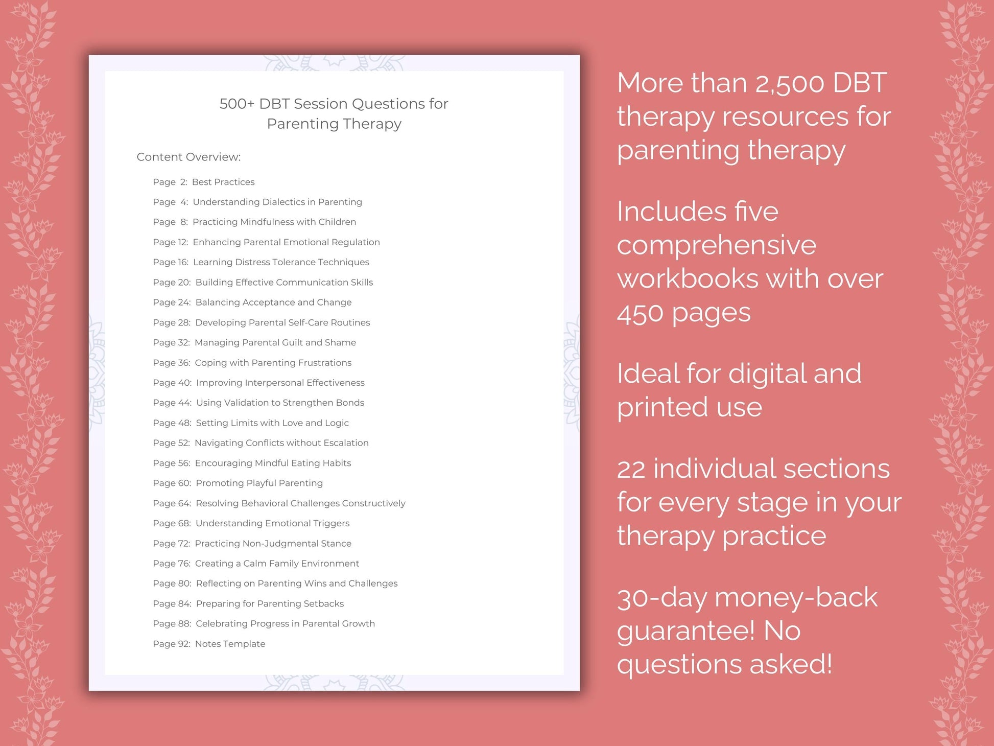 Parenting Dialectical Behavior Therapy (DBT) Therapist Worksheets