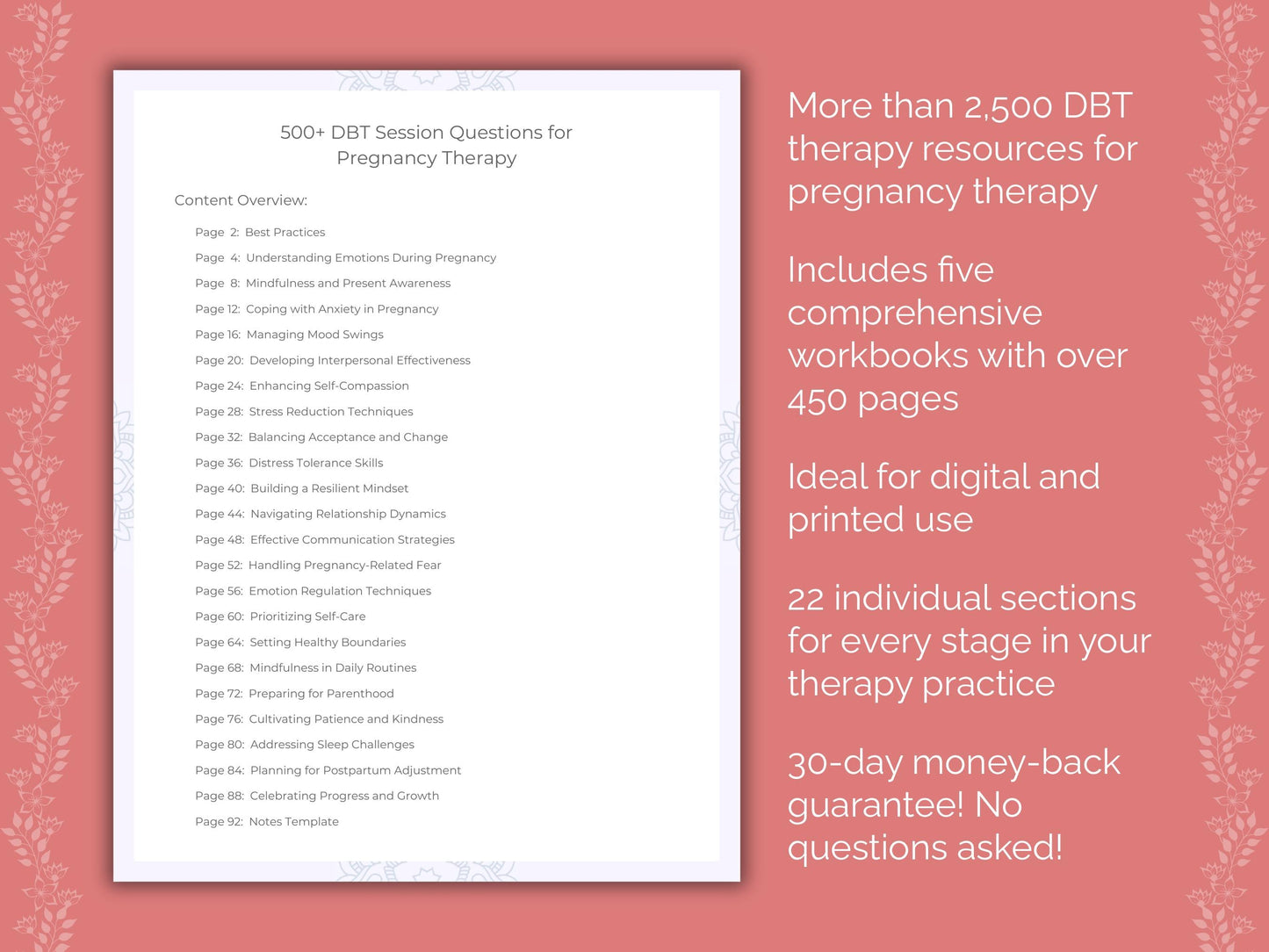 Pregnancy Dialectical Behavior Therapy (DBT) Therapist Worksheets