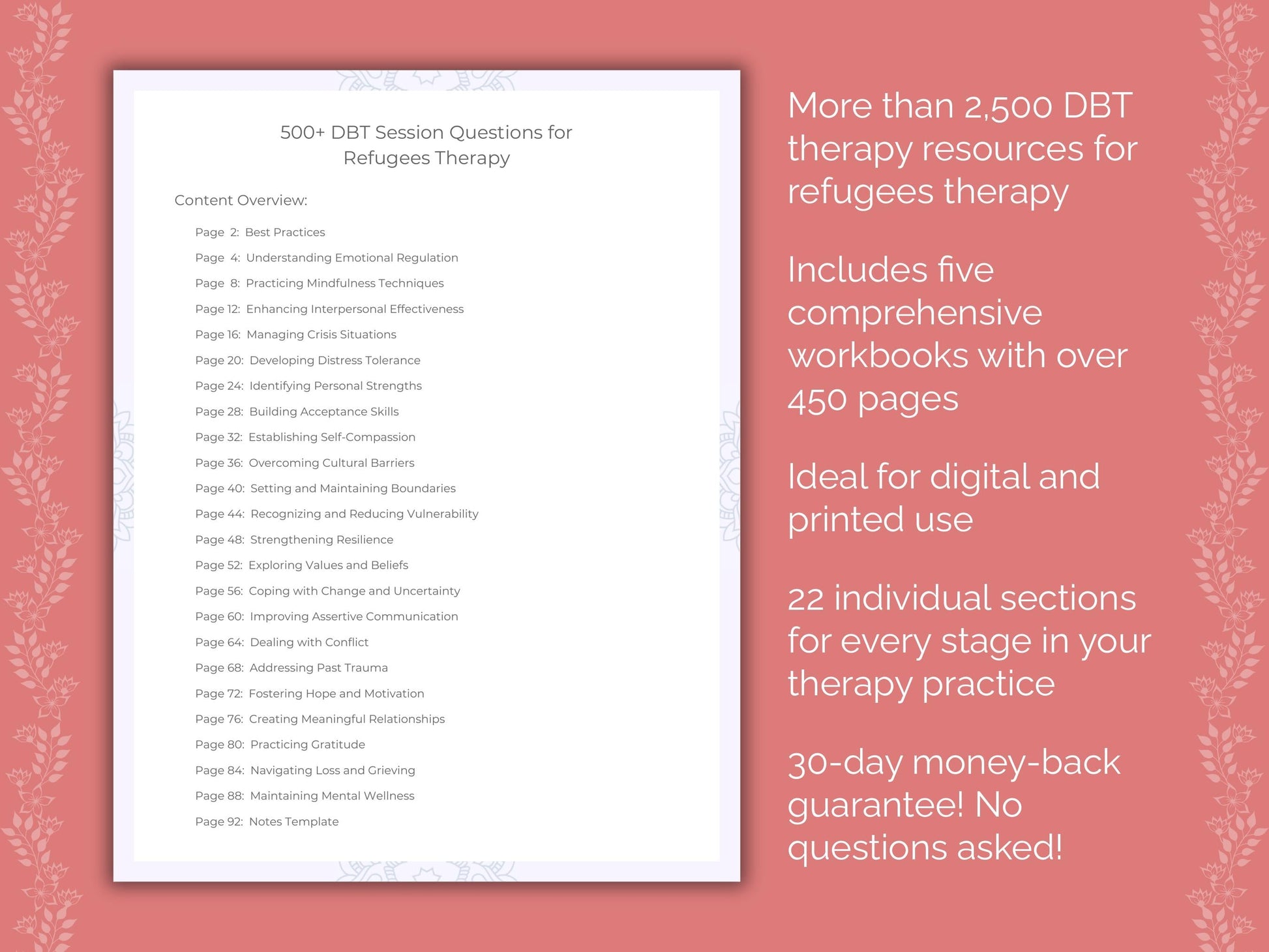 Refugees Dialectical Behavior Therapy (DBT) Therapist Worksheets