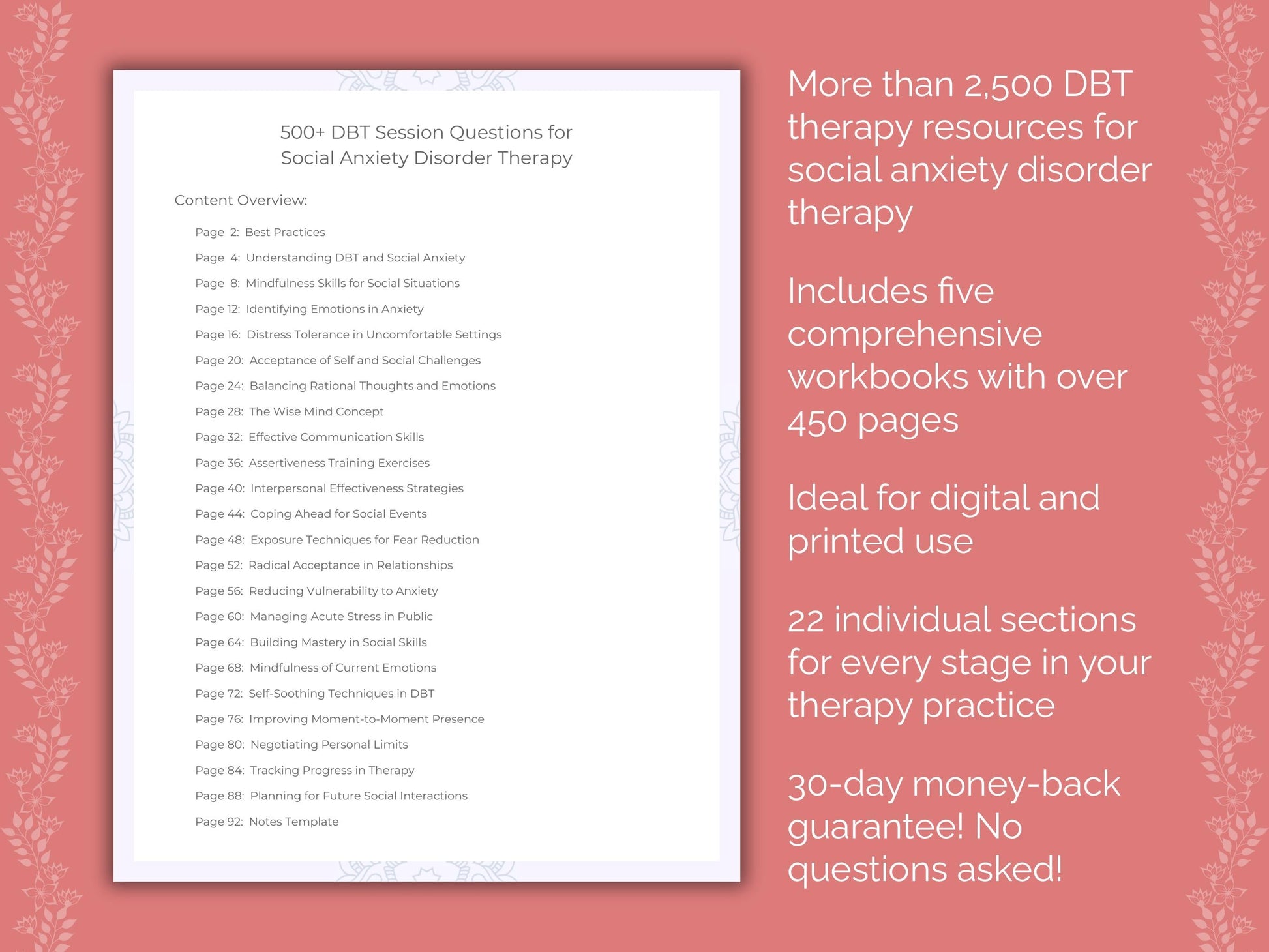 Social Anxiety Disorder Dialectical Behavior Therapy (DBT) Therapist Worksheets