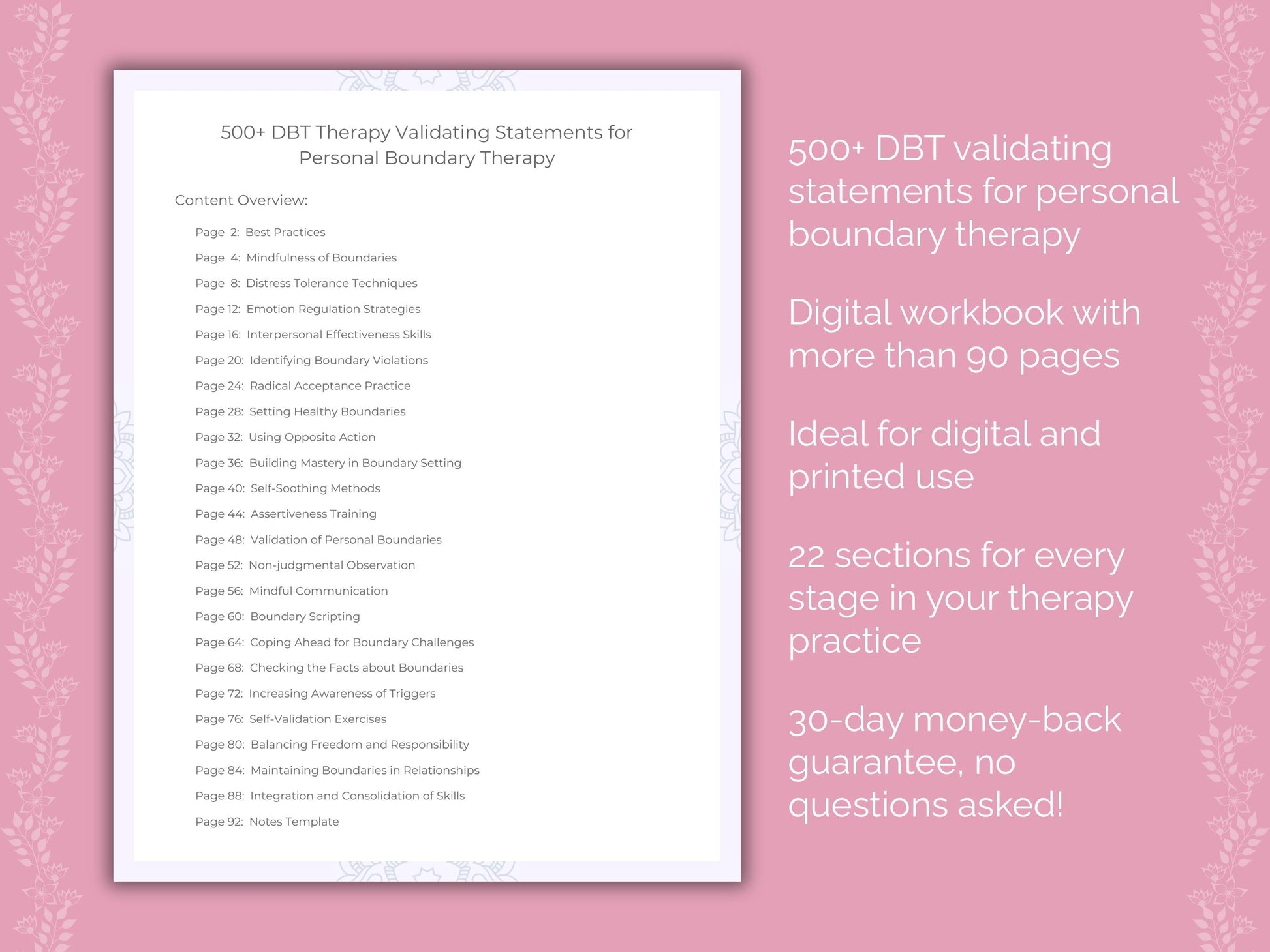 Personal Boundary Dialectical Behavior Therapy (DBT) Therapist Worksheets