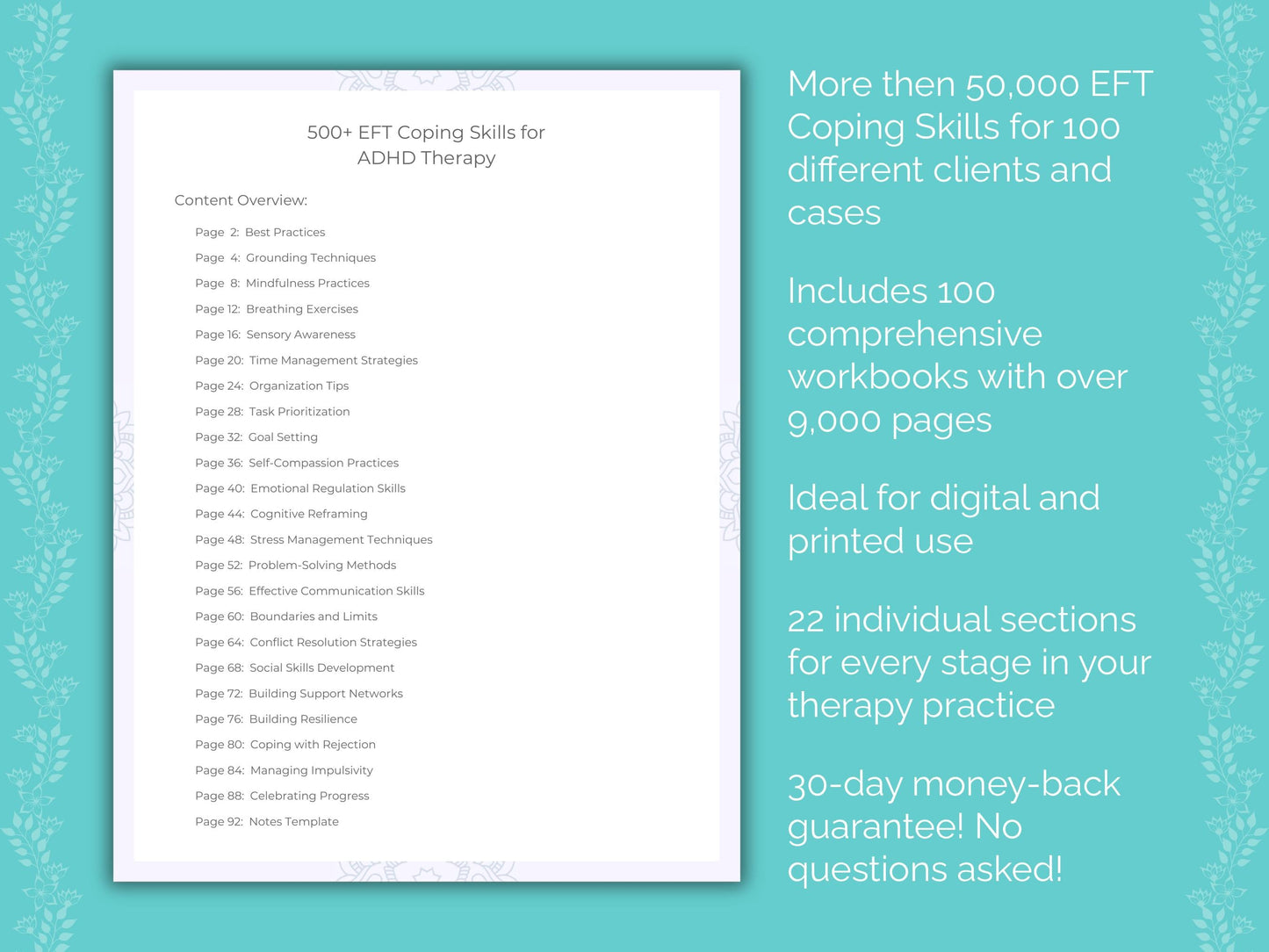 Emotionally Focused Therapy (EFT) Coping Skills Counseling Templates