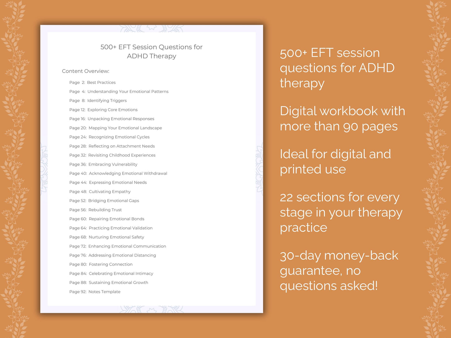 ADHD Emotionally Focused Therapy (EFT) Therapist Worksheets