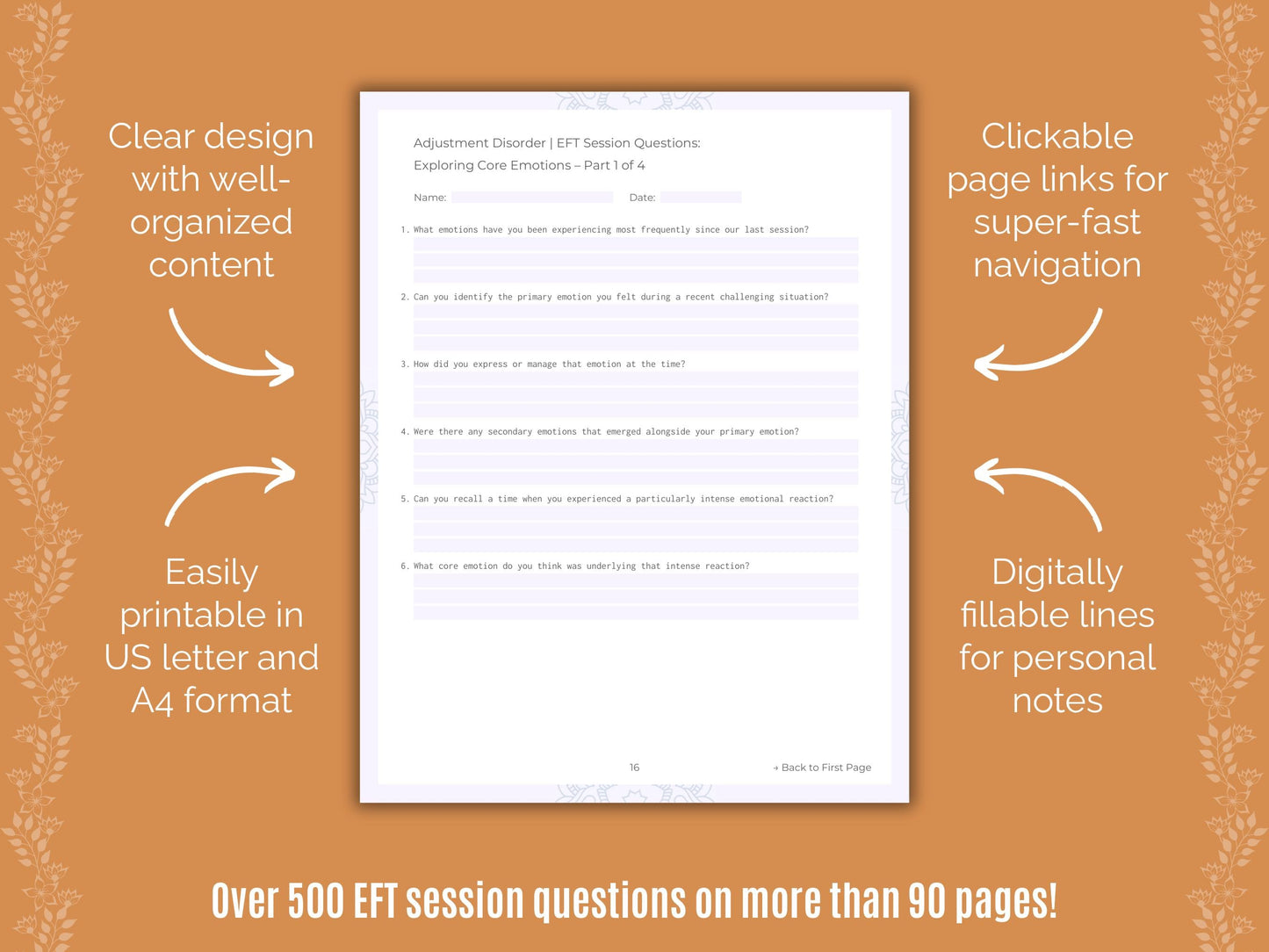 Adjustment Disorder Emotionally Focused Therapy (EFT) Counseling Templates