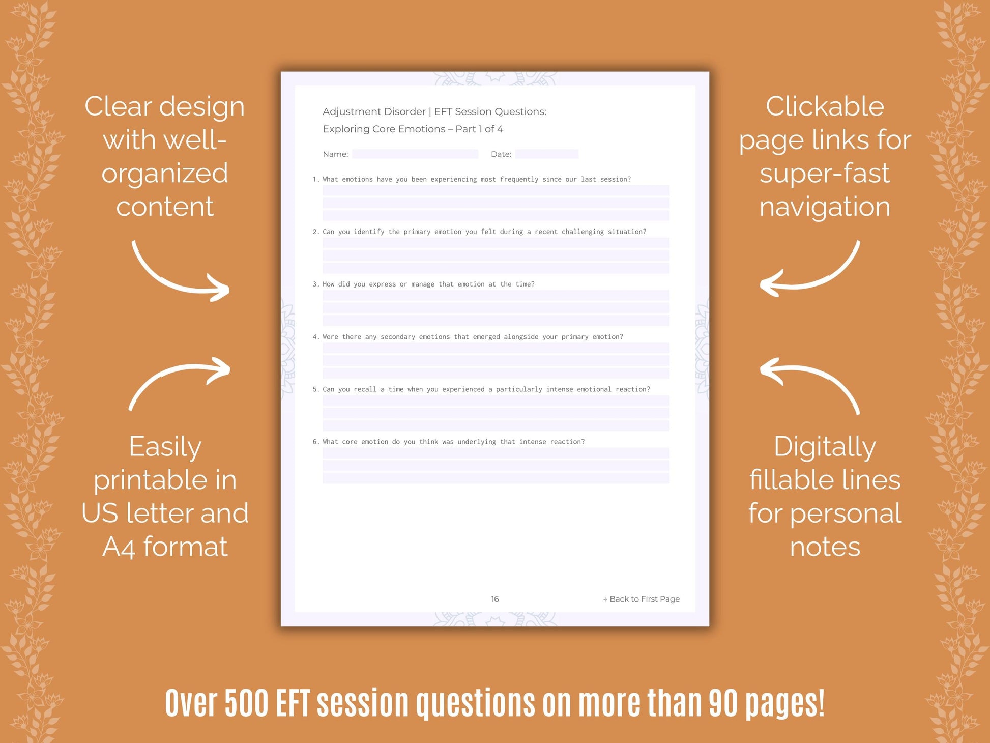 Adjustment Disorder Emotionally Focused Therapy (EFT) Counseling Templates