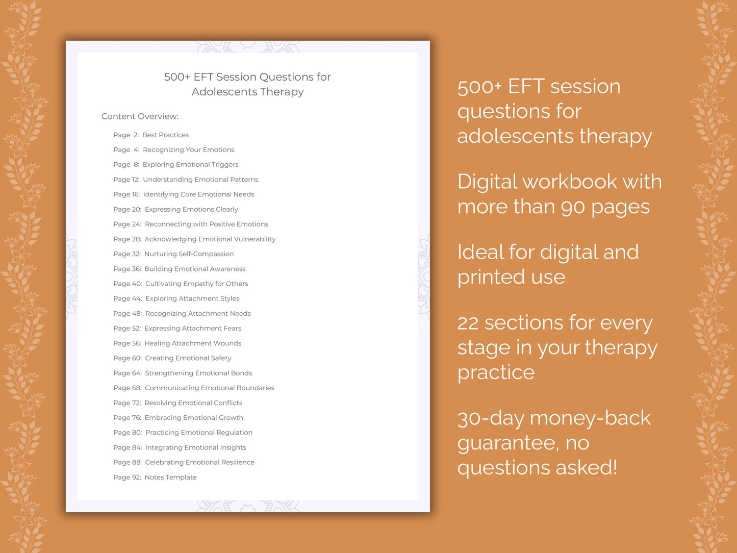 Adolescents Emotionally Focused Therapy (EFT) Therapist Worksheets