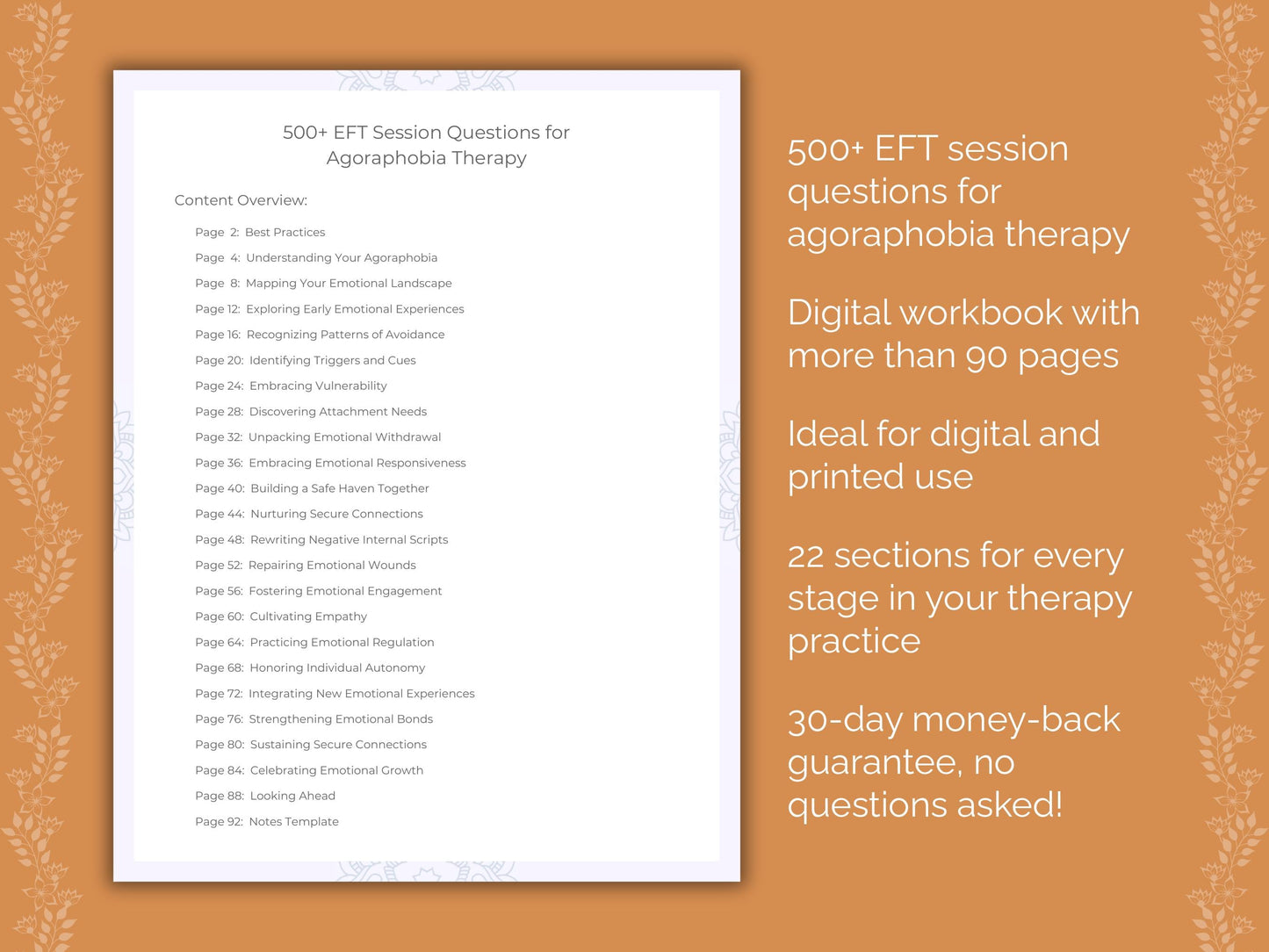 Agoraphobia Emotionally Focused Therapy (EFT) Therapist Worksheets
