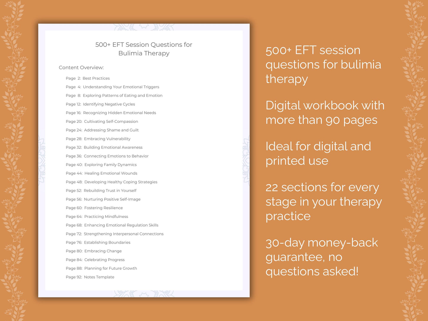 Bulimia Emotionally Focused Therapy (EFT) Therapist Worksheets