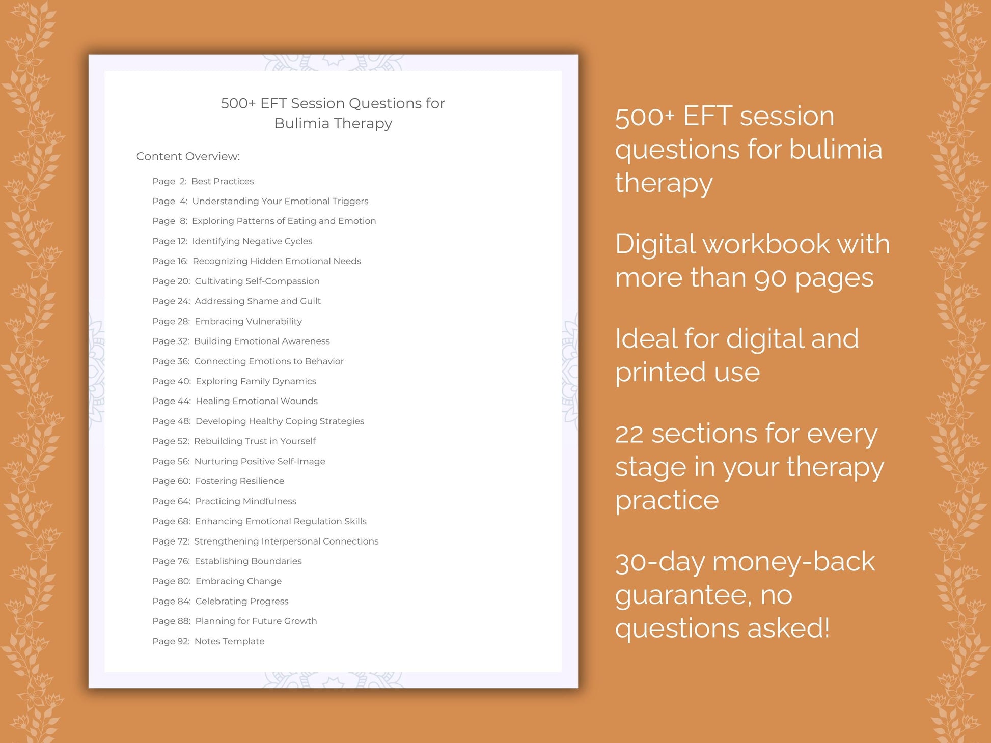 Bulimia Emotionally Focused Therapy (EFT) Therapist Worksheets