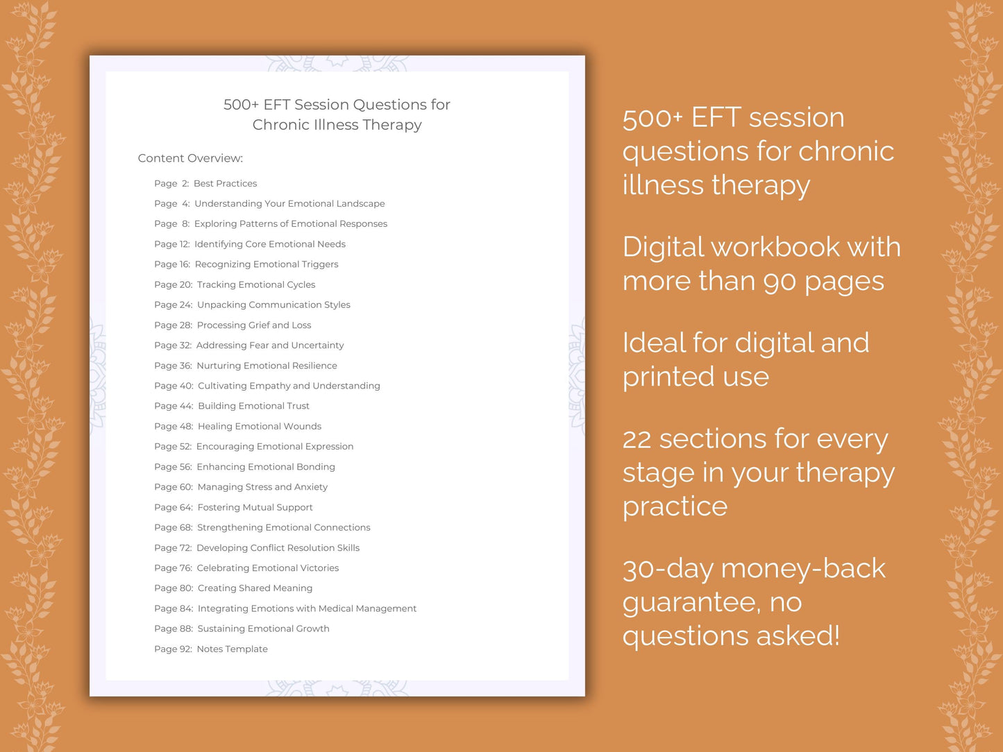 Chronic Illness Emotionally Focused Therapy (EFT) Therapist Worksheets