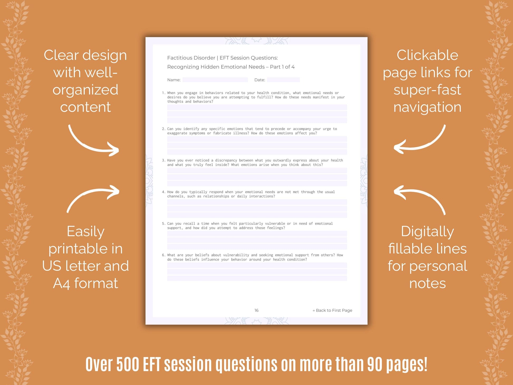 Factitious Disorder Emotionally Focused Therapy (EFT) Counseling Templates