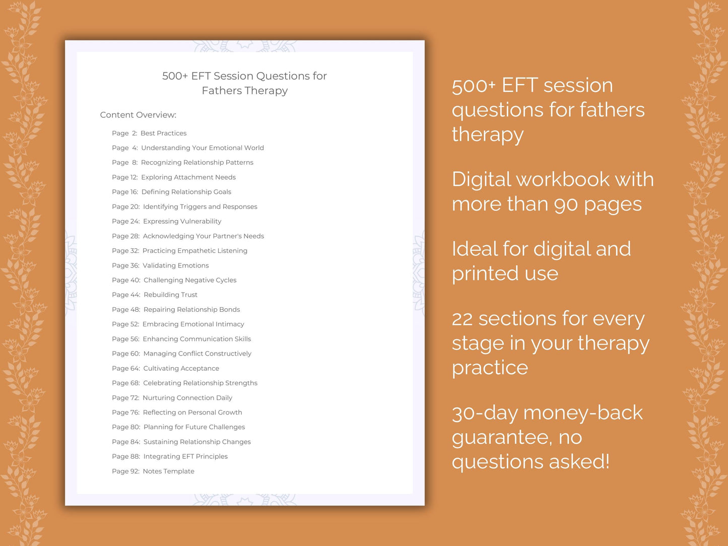 Fathers Emotionally Focused Therapy (EFT) Therapist Worksheets