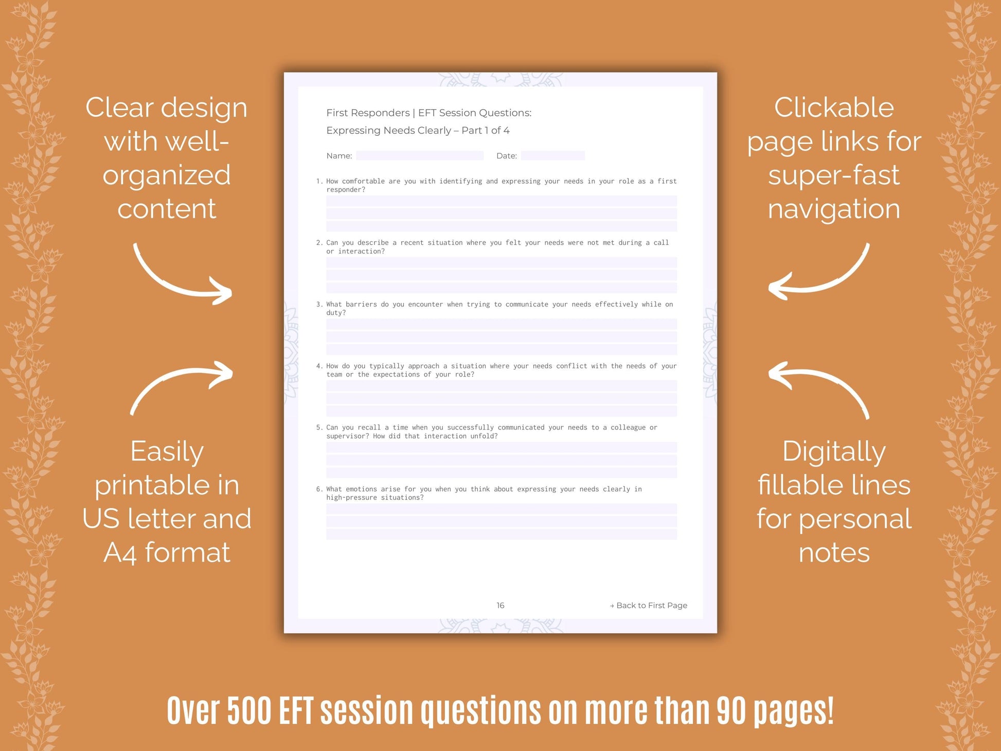 First Responders Emotionally Focused Therapy (EFT) Counseling Templates