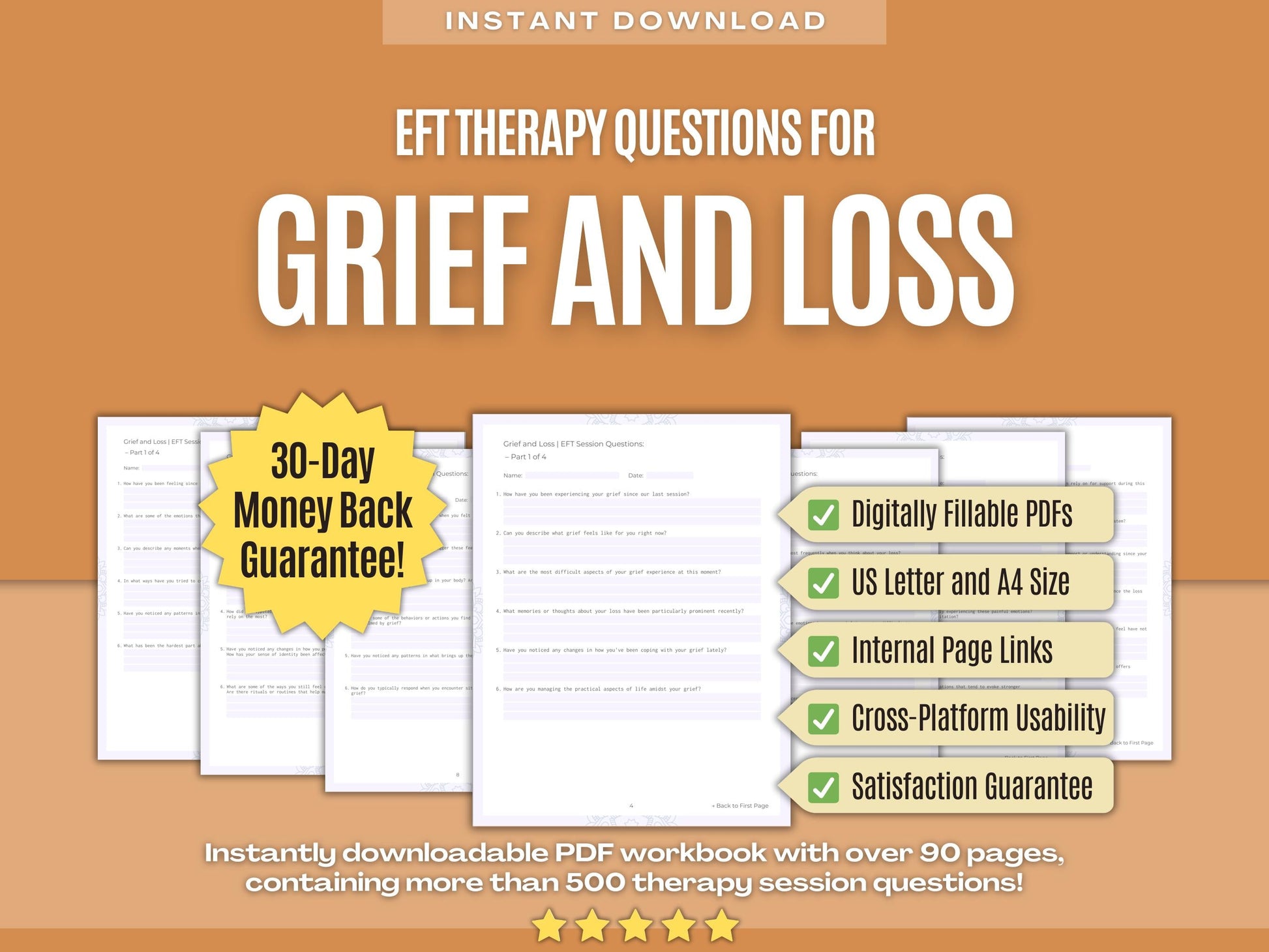 Grief and Loss Emotionally Focused Therapy (EFT) Psychology Workbooks