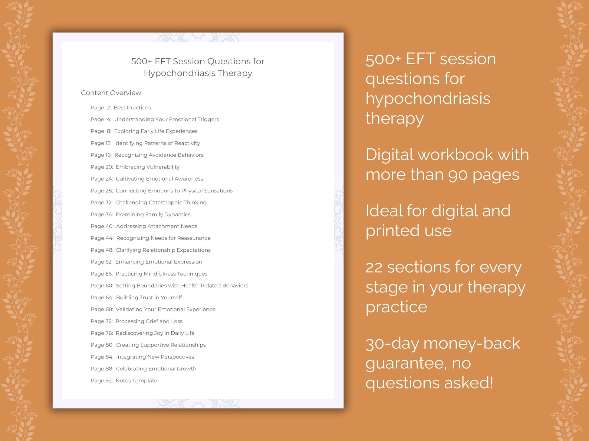 Hypochondriasis Emotionally Focused Therapy (EFT) Therapist Worksheets