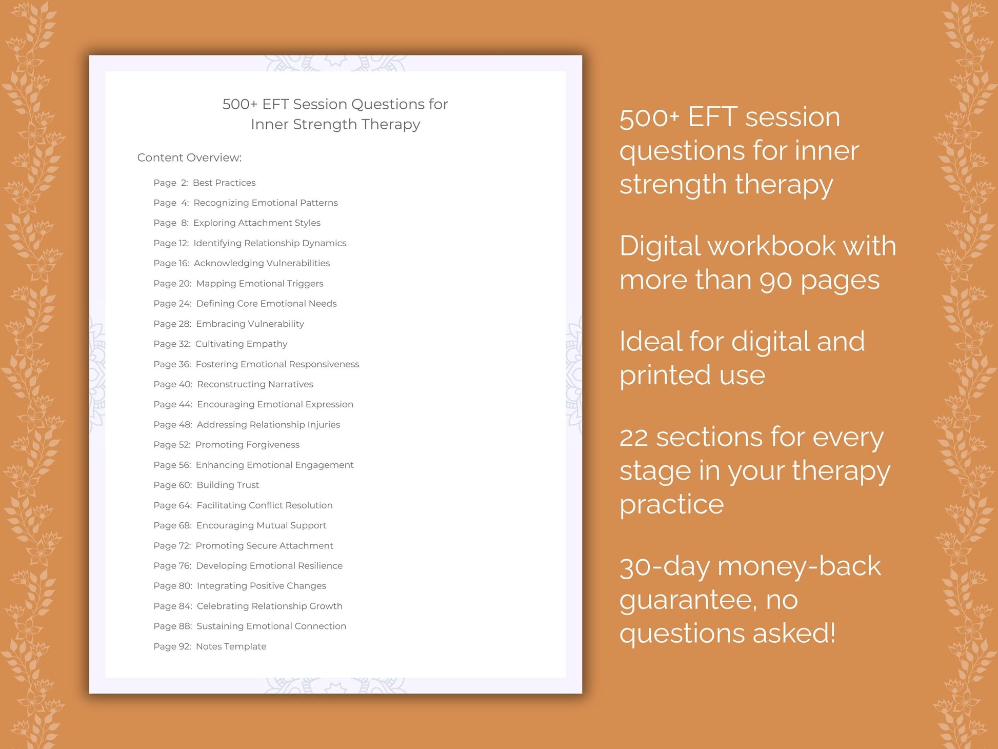 Inner Strength Emotionally Focused Therapy (EFT) Therapist Worksheets