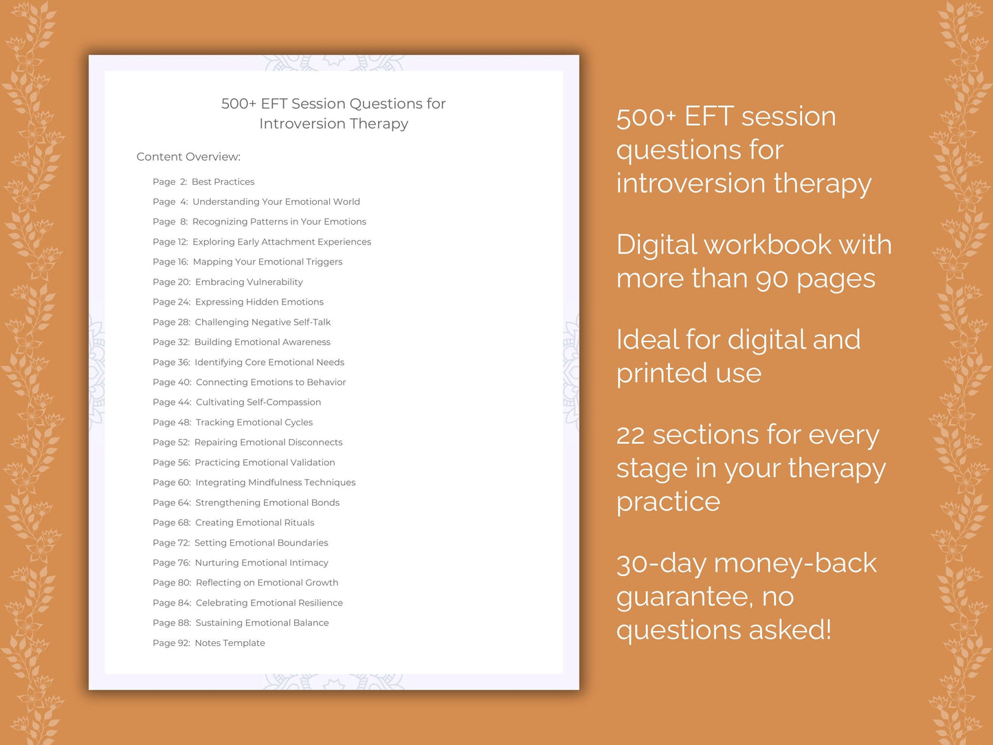 Introversion Emotionally Focused Therapy (EFT) Therapist Worksheets