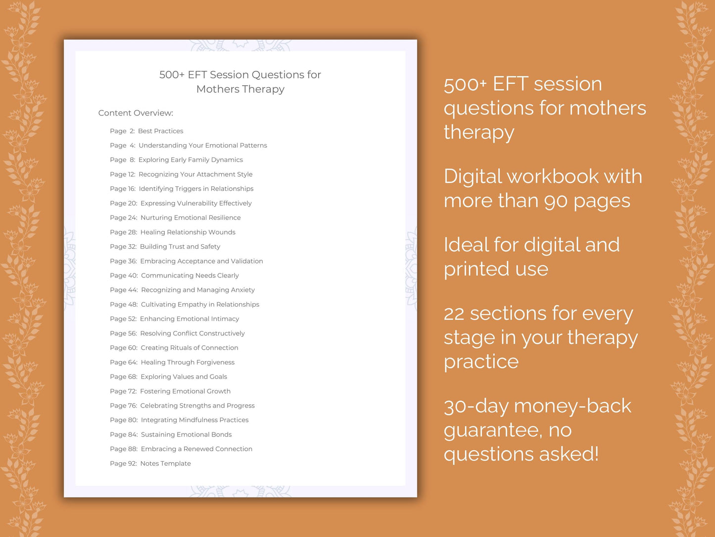 Mothers Emotionally Focused Therapy (EFT) Therapist Worksheets