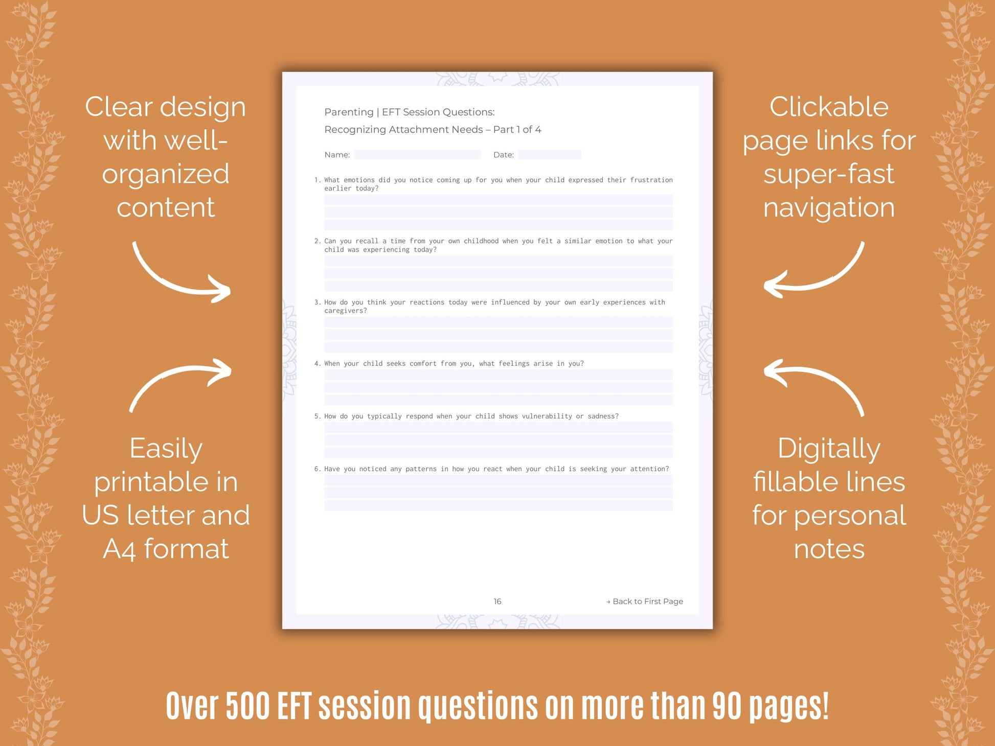 Parenting Emotionally Focused Therapy (EFT) Counseling Templates